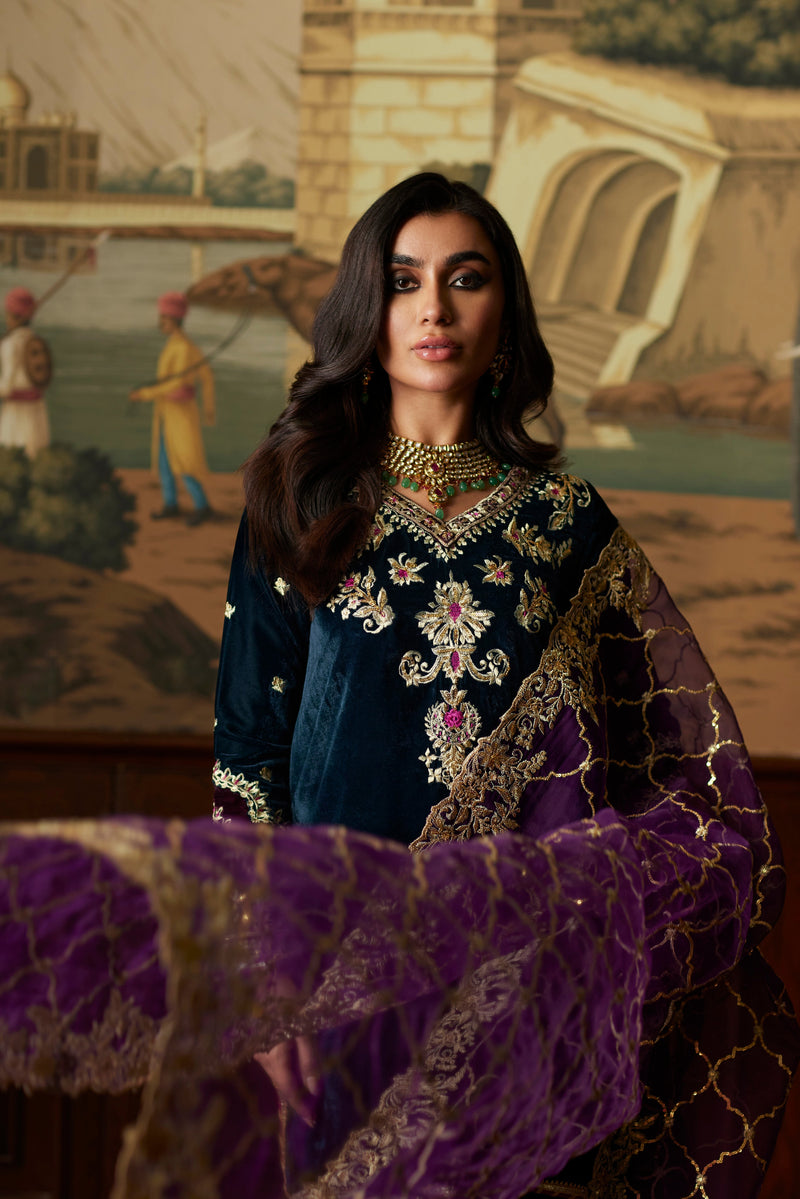 Mina Hassan | Velvet Luxe |  Amani by Mina Hassan - Designer Dress - Type: Ladies Clothes - Available at Libayah - 100% Original