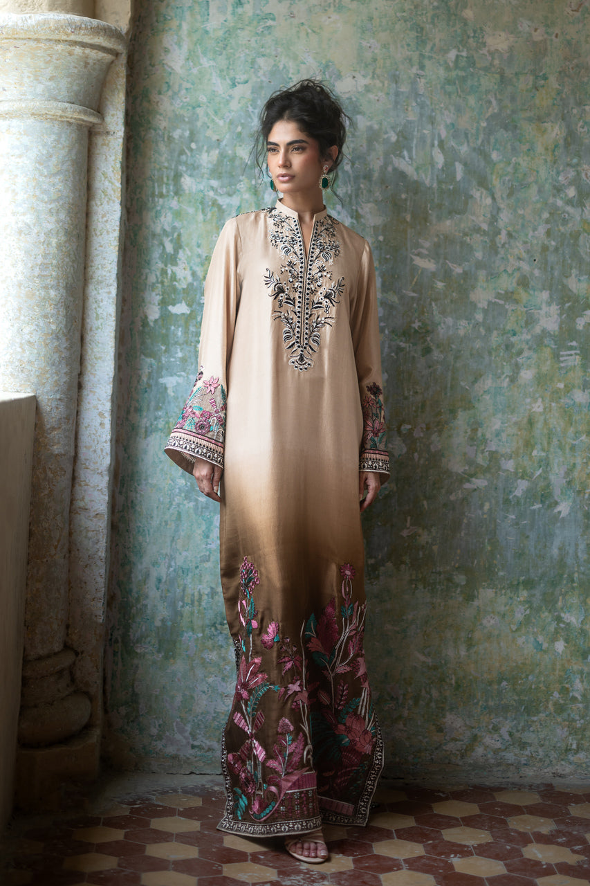 Zainab Chottani | Summer Edition 26 | Mocha Reverie Kaftan by Zainab Chottani - Designer Dress  - Type : Ladies Clothes - Available at Libayah - 100% Original 
