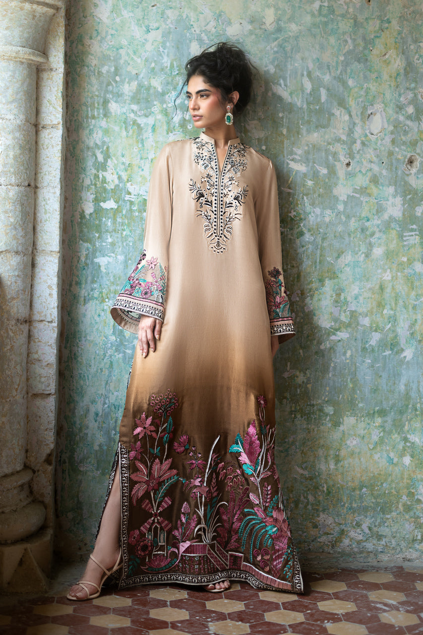Zainab Chottani | Summer Edition 26 | Mocha Reverie Kaftan by Zainab Chottani - Designer Dress  - Type : Ladies Clothes - Available at Libayah - 100% Original 