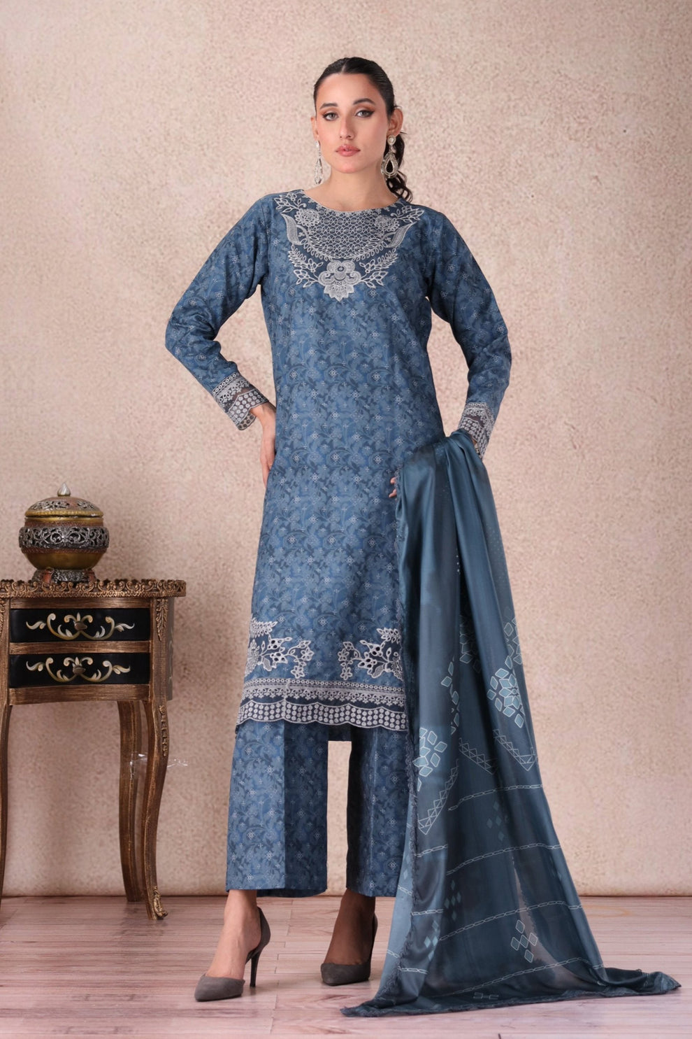 Mohagni | Winter Collection |  PLS-145 3PC by Mohagni - Designer Dress - Type: Ladies Clothes - Available at Libayah - 100% Original