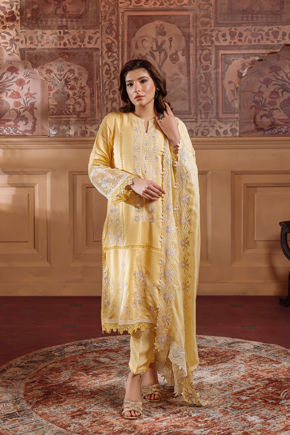 Sahar | Festive Edit Ready to Wear | Pale Primrose - RTW by Sahar - Designer Dress - Type: Ladies Clothes - Available at Libayah - 100% Original