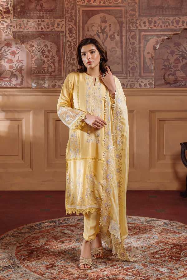 Sahar | Festive Edit Ready to Wear | Pale Primrose - RTW by Sahar - Designer Dress - Type: Ladies Clothes - Available at Libayah - 100% Original