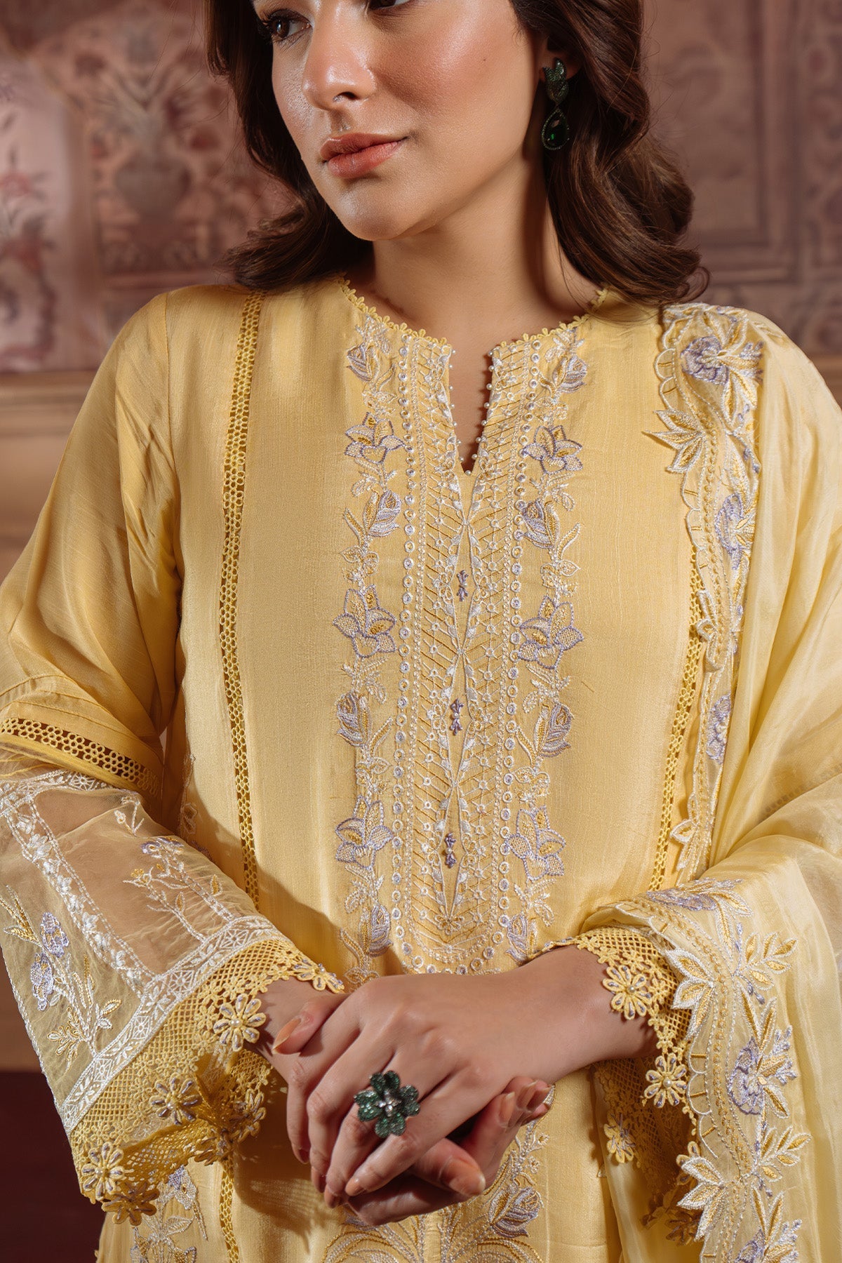 Sahar | Festive Edit Ready to Wear | Pale Primrose - RTW by Sahar - Designer Dress - Type: Ladies Clothes - Available at Libayah - 100% Original