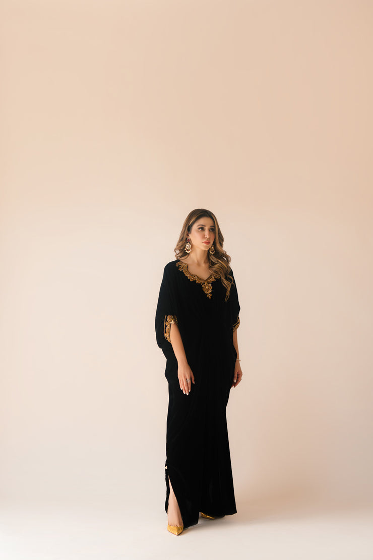 Sammy K | Velvet Festive Edit | Black Velvet Caftan by Sammy K - Designer Dress - Type: Ladies Clothes - Available at Libayah - 100% Original