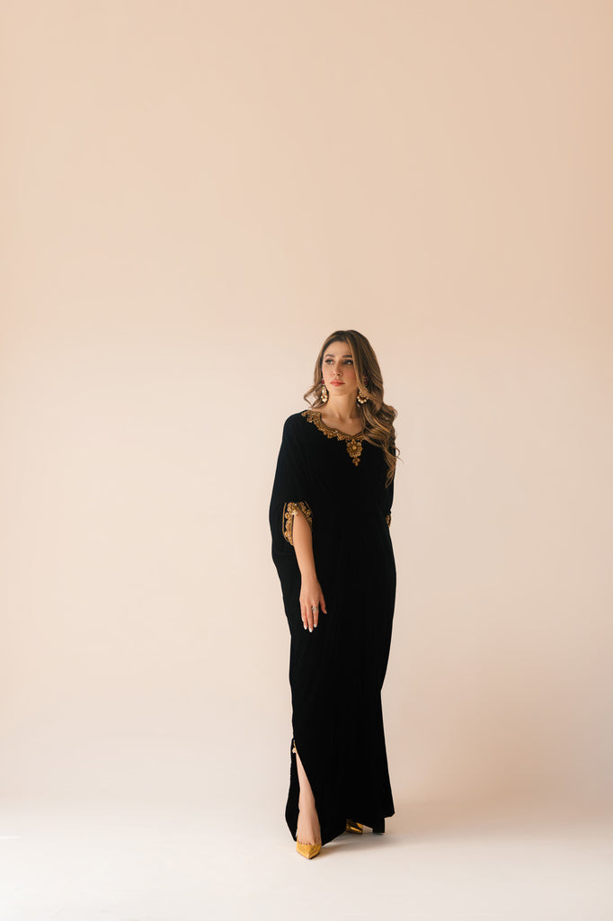 Sammy K | Velvet Festive Edit | Black Velvet Caftan by Sammy K - Designer Dress - Type: Ladies Clothes - Available at Libayah - 100% Original