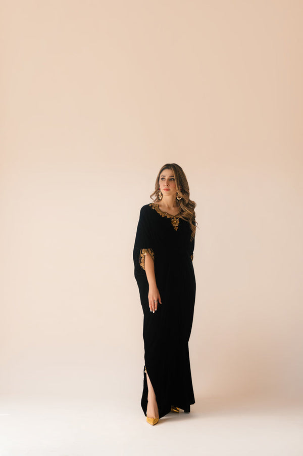 Sammy K | Velvet Festive Edit | Black Velvet Caftan by Sammy K - Designer Dress - Type: Ladies Clothes - Available at Libayah - 100% Original
