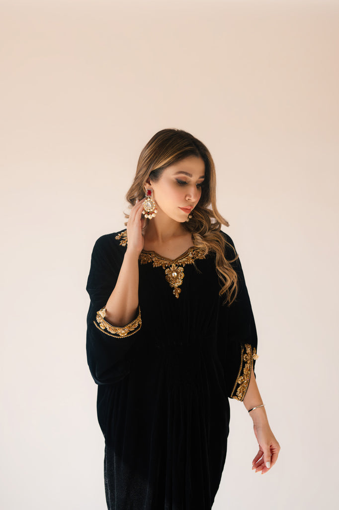 Sammy K | Velvet Festive Edit | Black Velvet Caftan by Sammy K - Designer Dress - Type: Ladies Clothes - Available at Libayah - 100% Original
