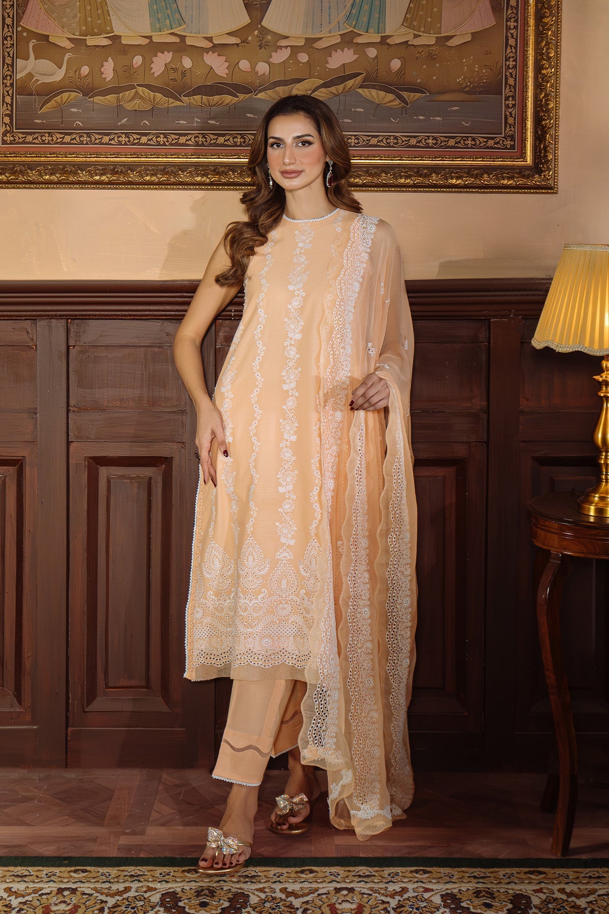 Sahar | Festive Edit Ready to Wear | Apricot Glow - RTW by Sahar - Designer Dress - Type: Ladies Clothes - Available at Libayah - 100% Original