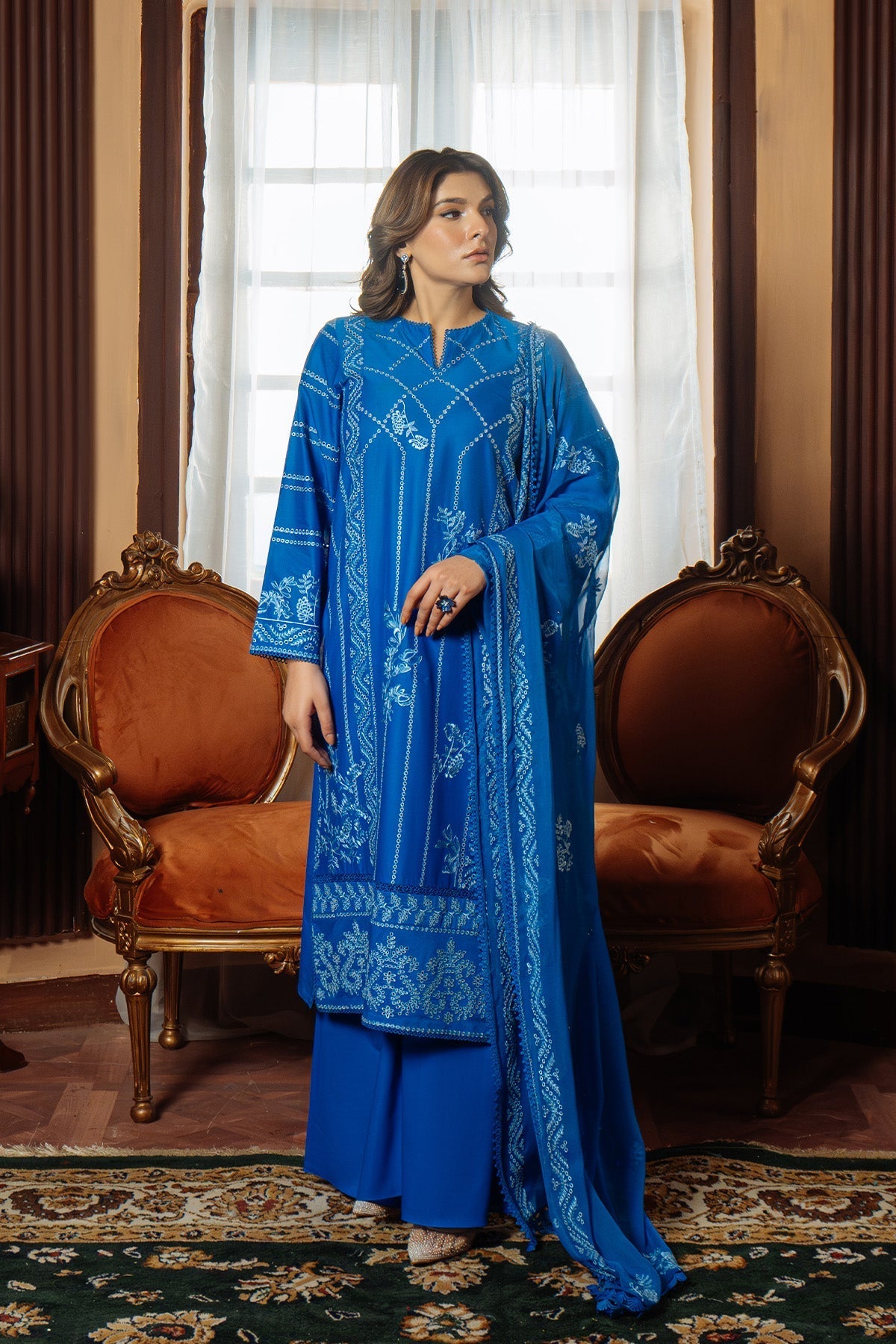 Sahar | Festive Edit Ready to Wear | Moroccan Blue - RTW by Sahar - Designer Dress - Type: Ladies Clothes - Available at Libayah - 100% Original