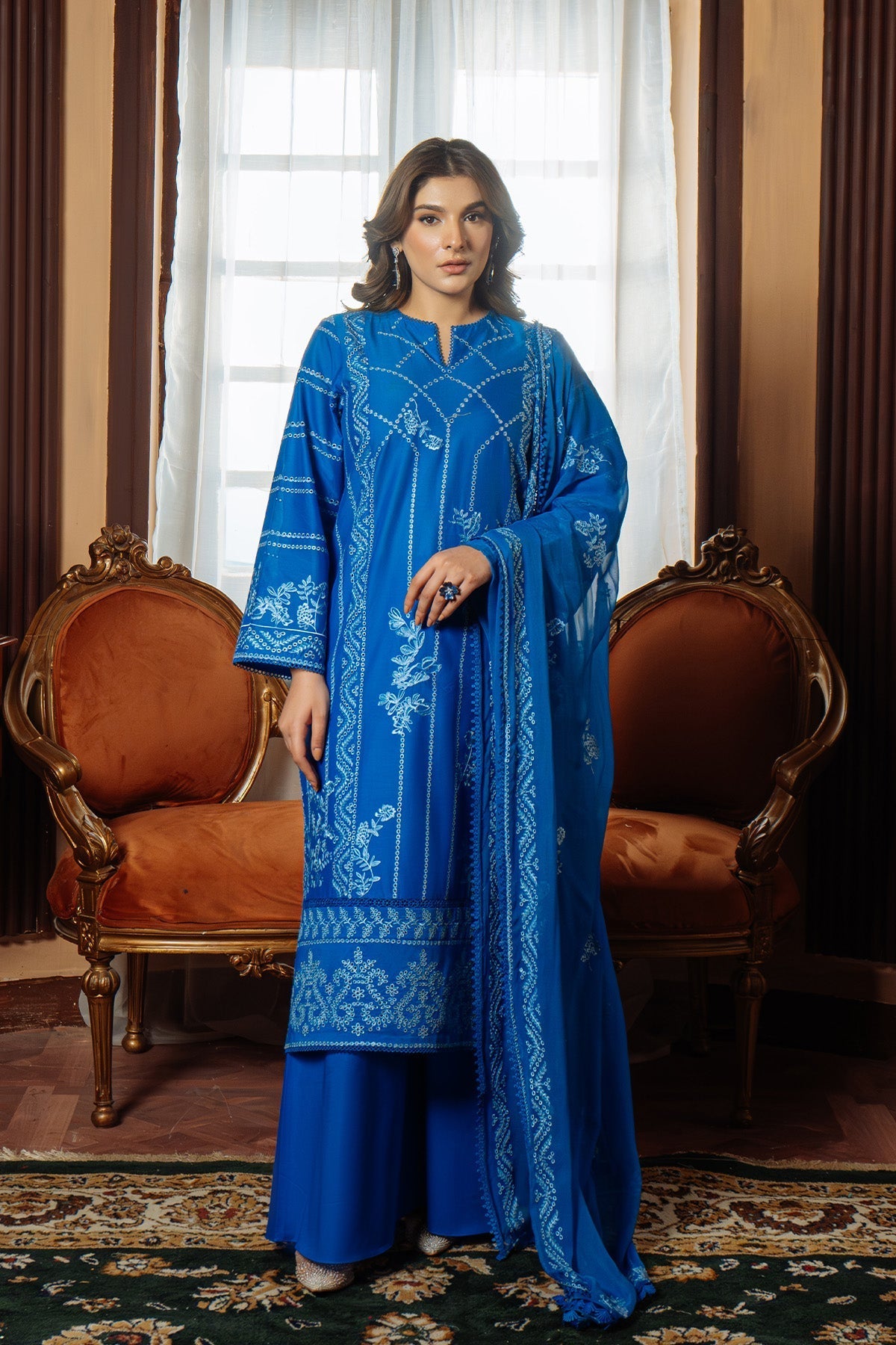 Sahar | Festive Edit Ready to Wear | Moroccan Blue - RTW by Sahar - Designer Dress - Type: Ladies Clothes - Available at Libayah - 100% Original