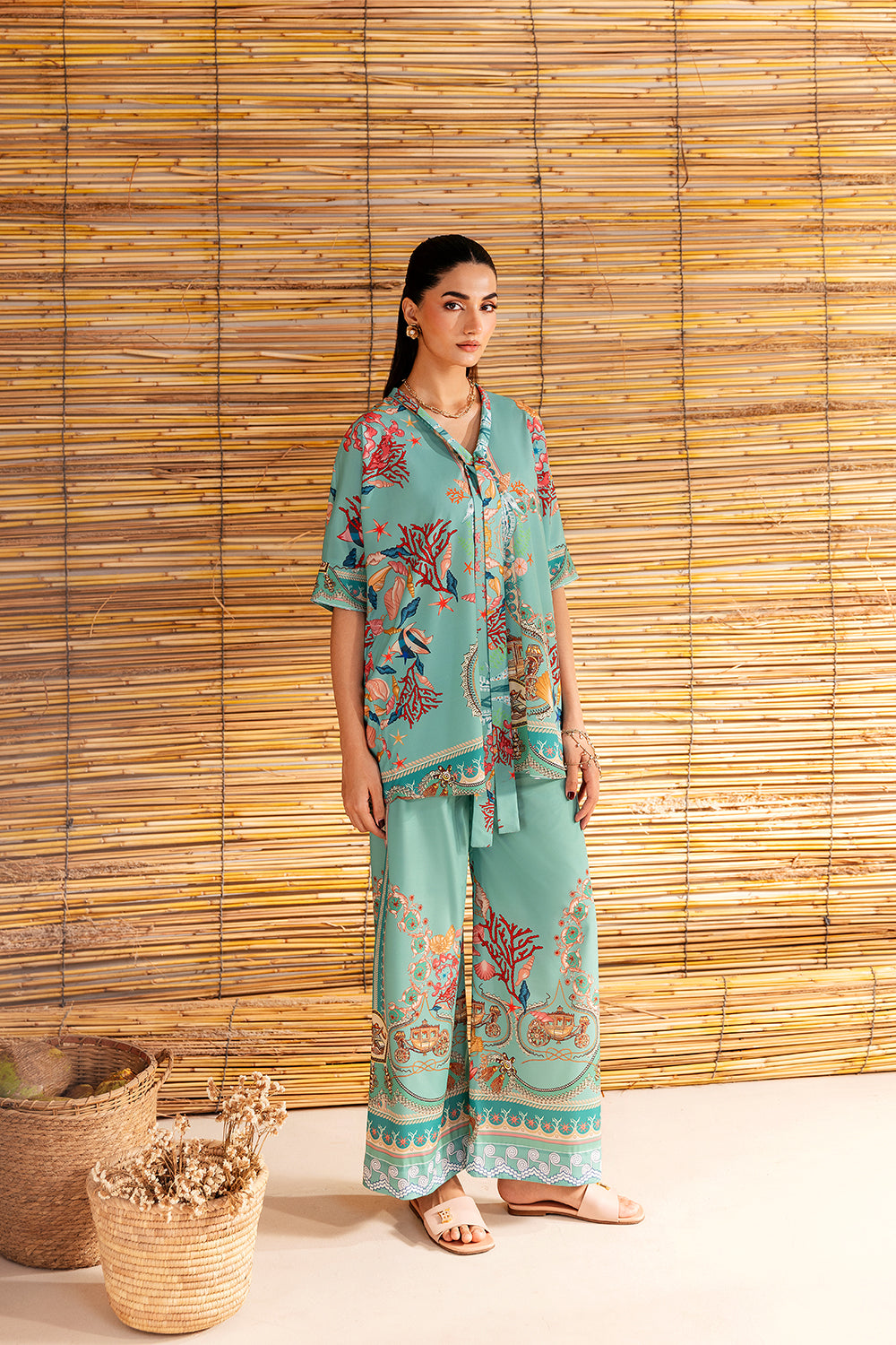 COASTAL CHARM - SRSP-25-01 – authentic Pakistani dress from the Saira Rizwan Silk Coords 25 collection for women in the UK.