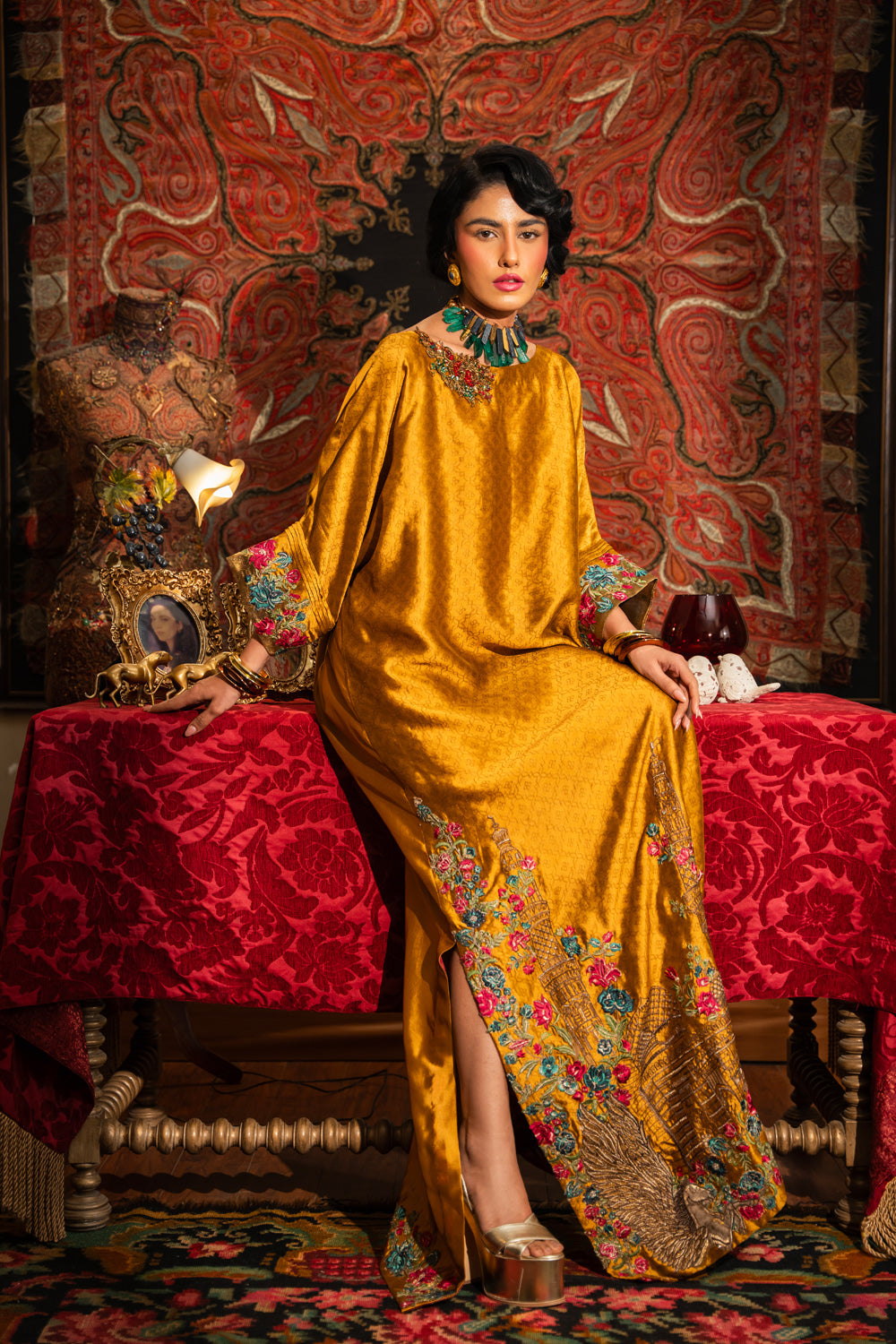 Nilofer Shahid | Aatish the Fire Within | Sunehri (1pc) Aatish The Fire within by Nilofer Shahid - Designer Dress - Type: Ladies Clothes - Available at Libayah - 100% Original