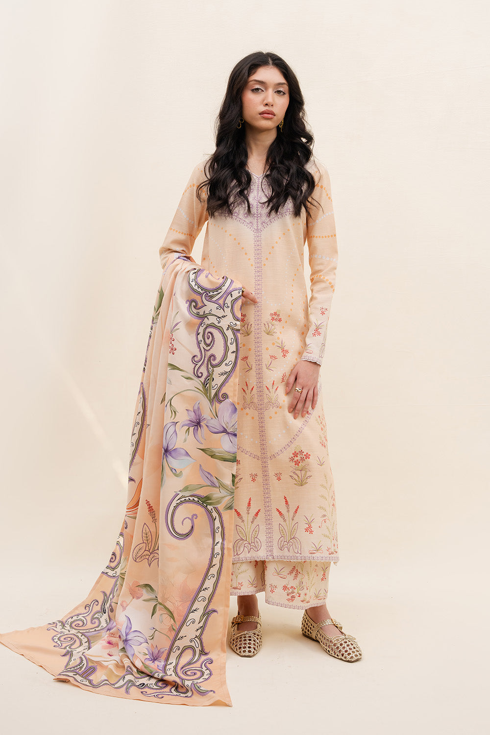 Maryum N Maria | Latte Layers Pret | SILKEN STEAM - MWS5829 by Maryum N Maria - Designer Dress  - Type : Ladies Clothes - Available at Libayah - 100% Original 