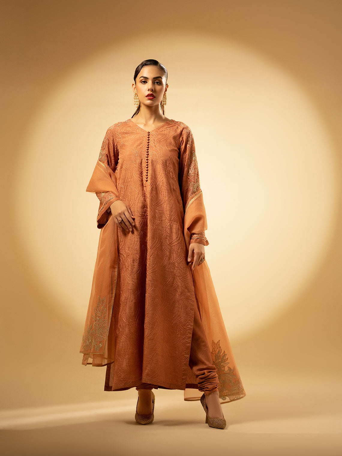 Fozia Khalid | Eid Edit 24 | Peach Hues by Fozia Khalid - Designer Dress - Type: Ladies Clothes - Available at Libayah - 100% Original