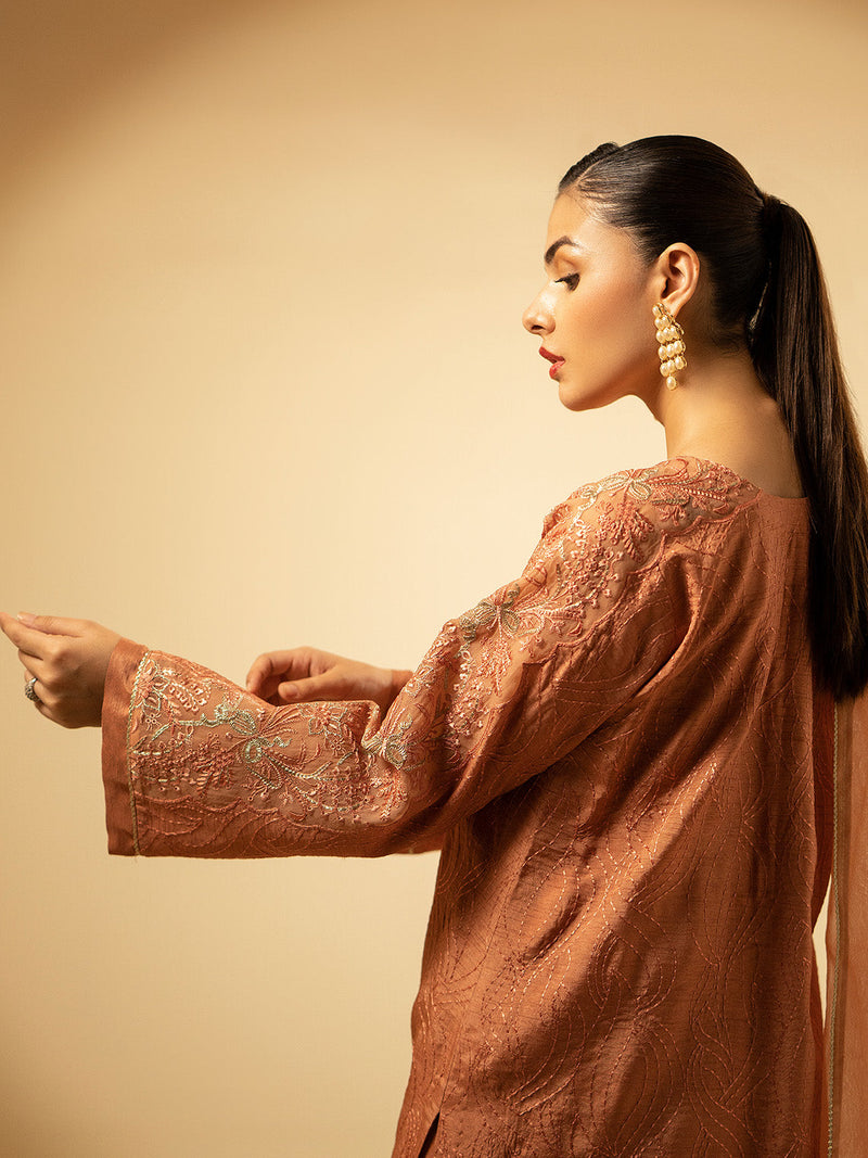 Fozia Khalid | Eid Edit 24 | Peach Hues by Fozia Khalid - Designer Dress - Type: Ladies Clothes - Available at Libayah - 100% Original
