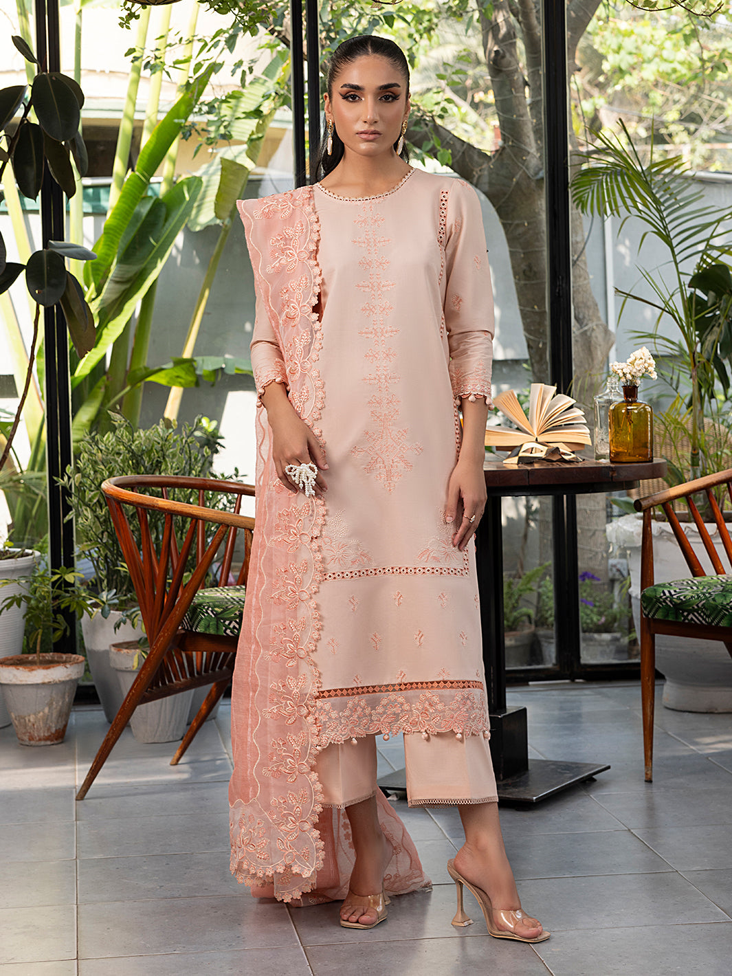 Izel | Meadow Muse Embroidered Lawn 25 | PEACHLIGHT by Izel - Designer Dress - Type: Ladies Clothes - Available at Libayah - 100% Original