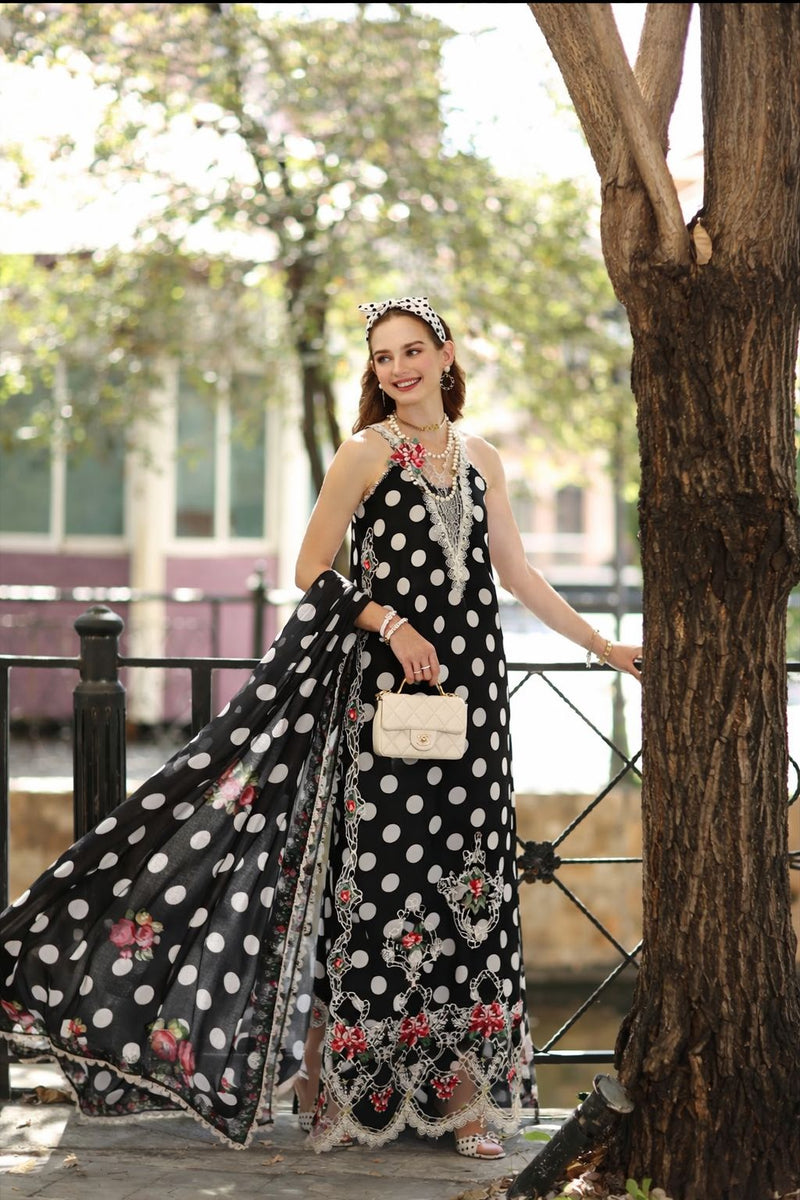 Noor by Saadia Asad | Eid Luxe Printkhaas 26 | D4 - C - Monochrome Polka - Designer Dress - Type : Ladies Clothes - Available at Libayah - 100% Original