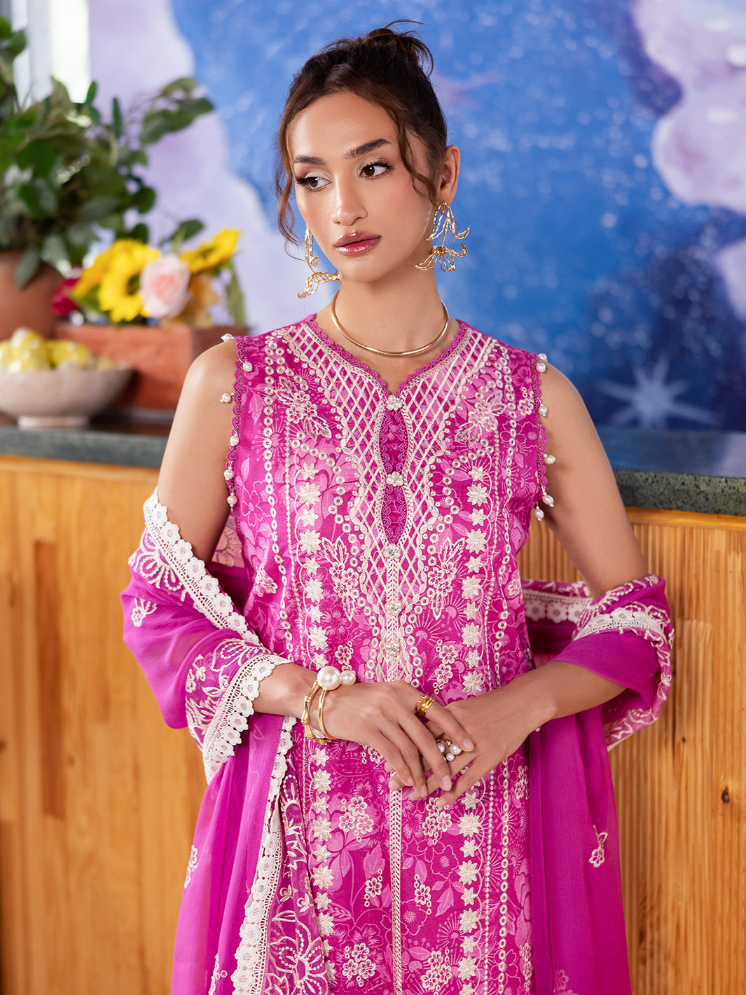 Mahnur | After Hours Luxury Lawn 25 | Peach Bellini by Mahnur - Designer Dress - Type: Ladies Clothes - Available at Libayah - 100% Original