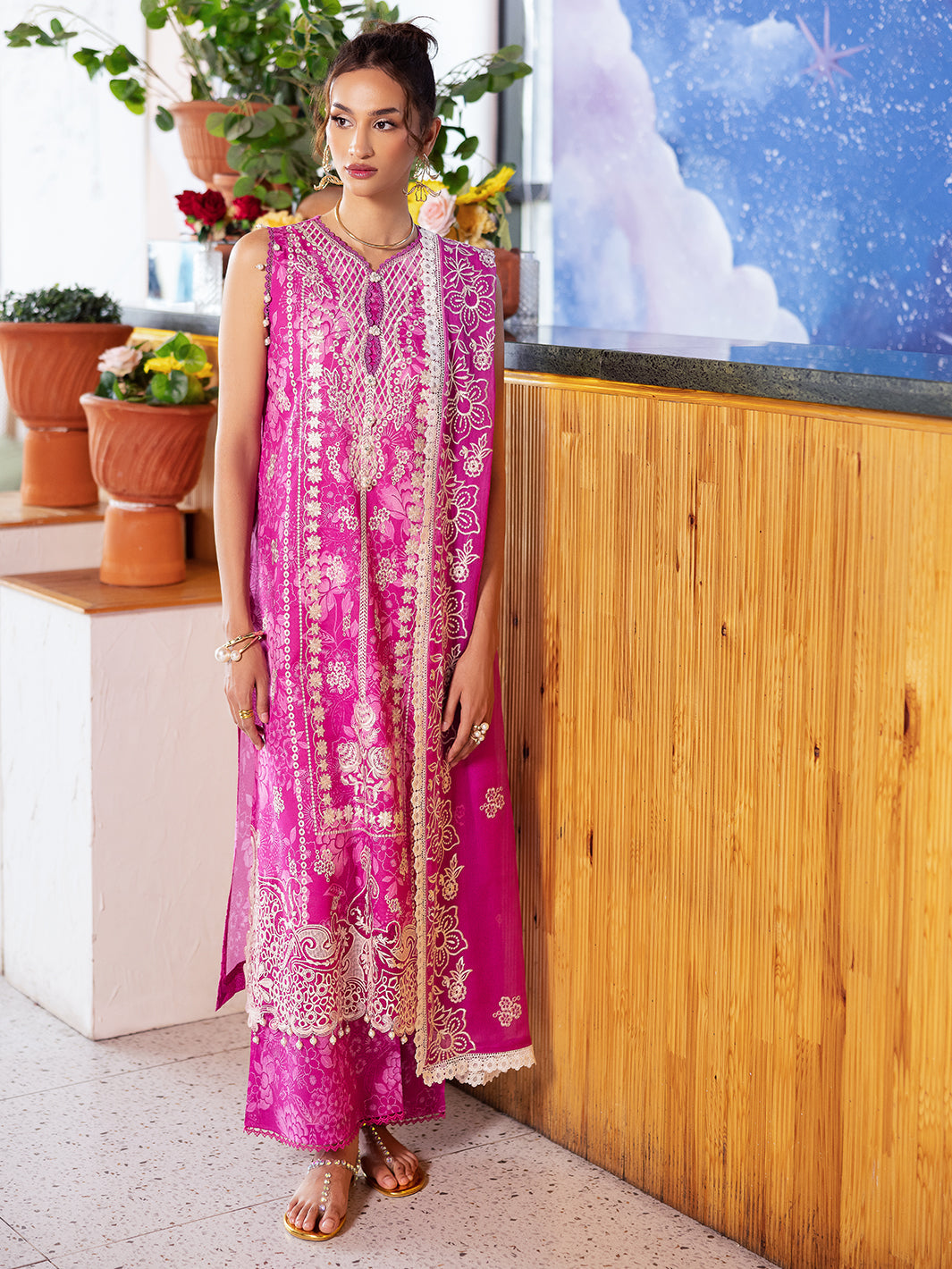 Mahnur | After Hours Luxury Lawn 25 | Peach Bellini by Mahnur - Designer Dress - Type: Ladies Clothes - Available at Libayah - 100% Original