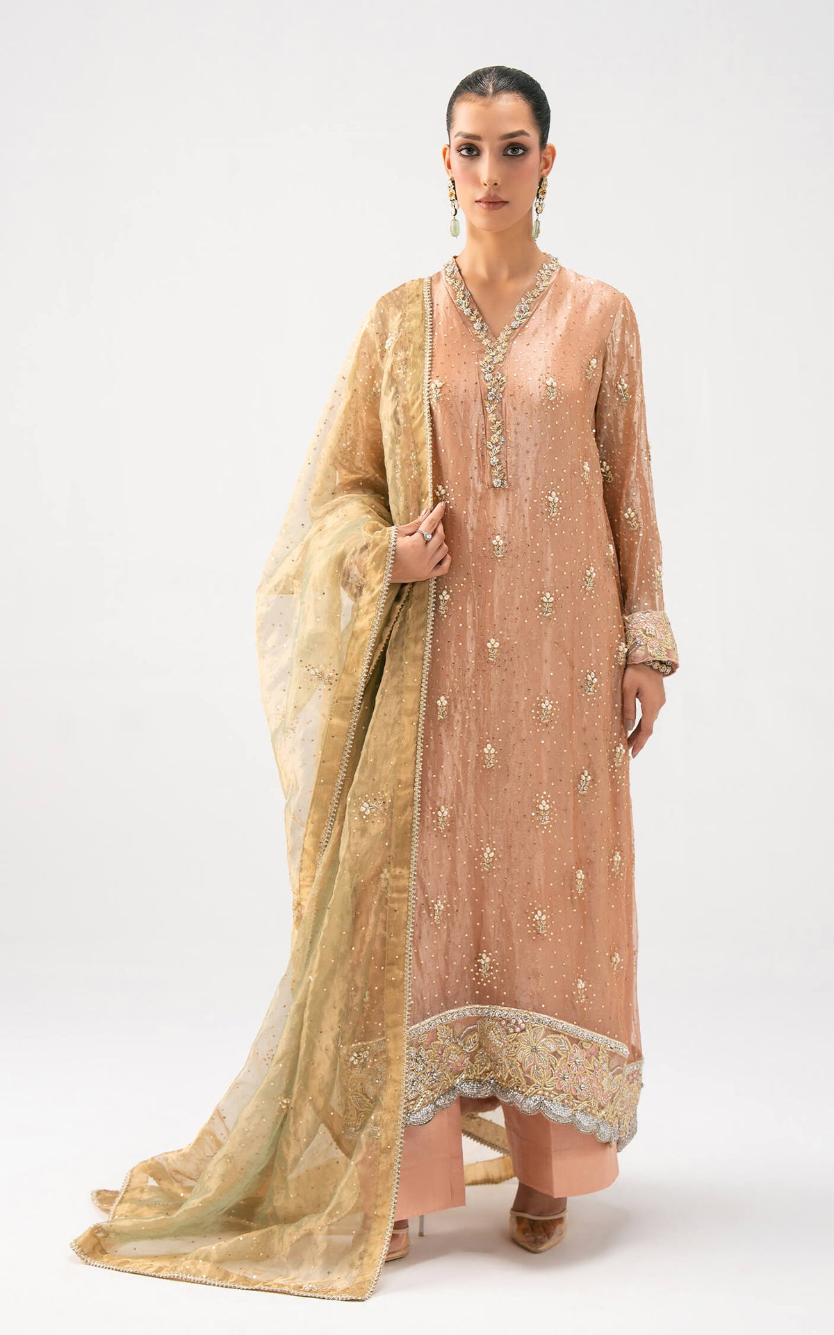 Asifa and Nabeel | Lyle Luxury Formals 25 | Peach Aura by Asifa and Nabeel - Designer Dress  - Type : Ladies Clothes - Available at Libayah - 100% Original 