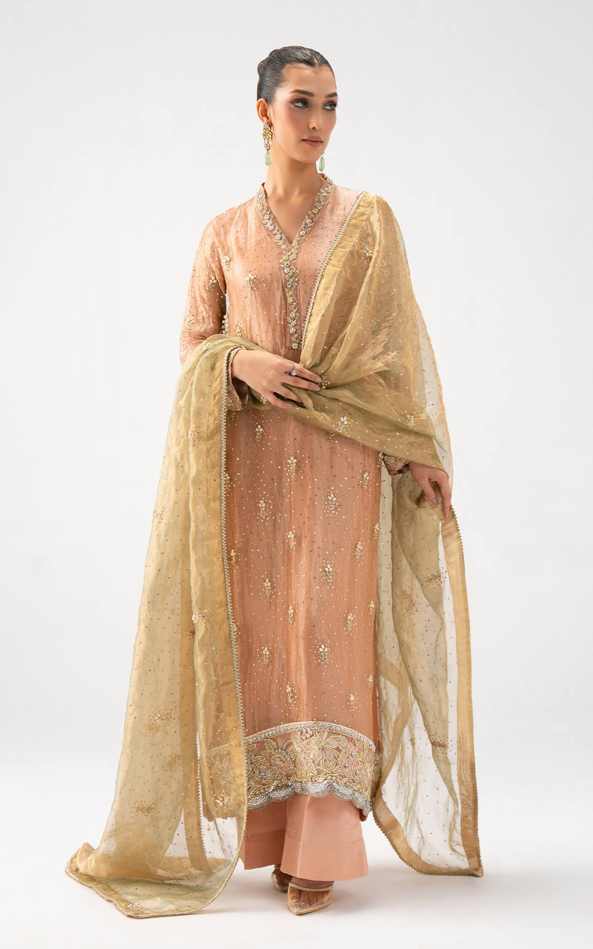 Asifa and Nabeel | Lyle Luxury Formals 25 | Peach Aura by Asifa and Nabeel - Designer Dress  - Type : Ladies Clothes - Available at Libayah - 100% Original 