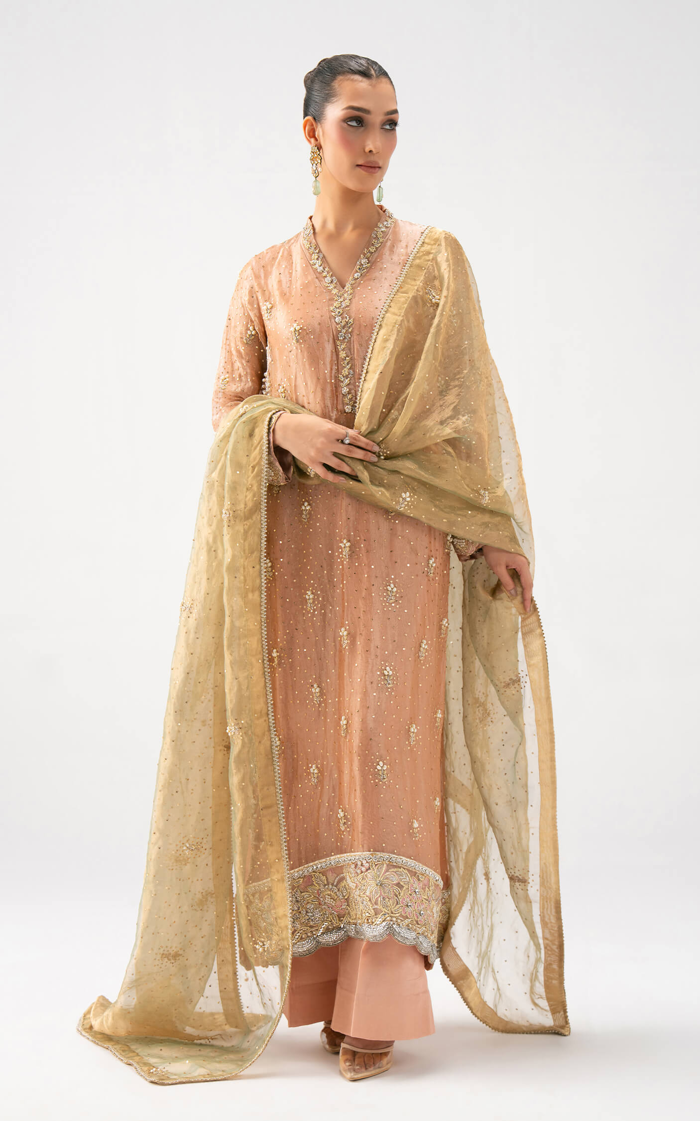 Asifa and Nabeel | Lyle Luxury Formals 25 | Peach Aura by Asifa and Nabeel - Designer Dress  - Type : Ladies Clothes - Available at Libayah - 100% Original 
