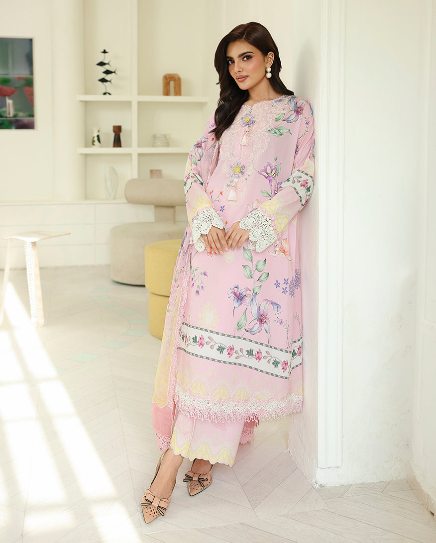 Roheenaz | Petals in Print | Pink Veil by Roheenaz - Designer Dress  - Type : Ladies Clothes - Available at Libayah - 100% Original 