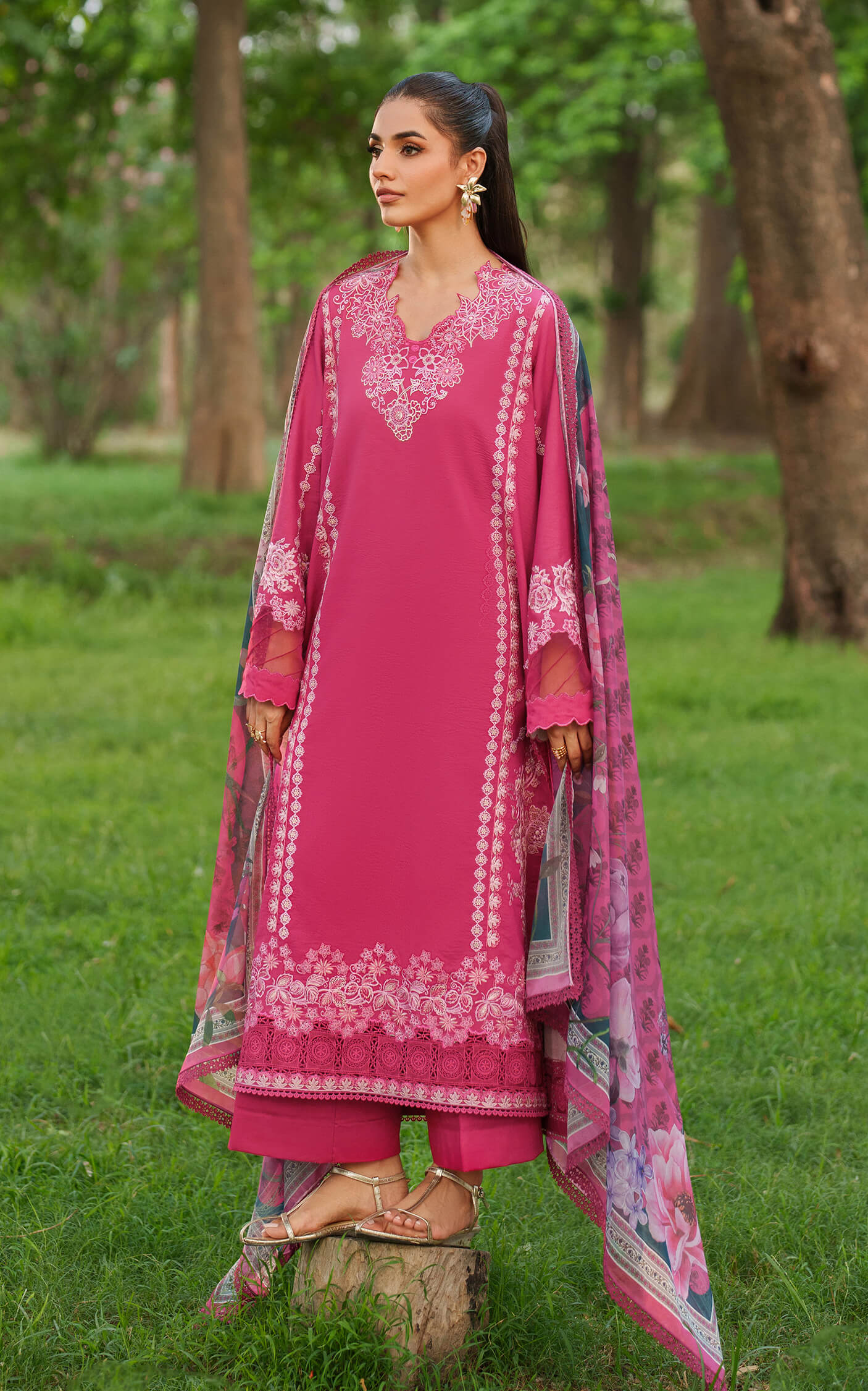 Asifa and Nabeel | Eden Cambric 25 | Pink Reverie ECU25-06 by Asifa and Nabeel - Designer Dress  - Type : Ladies Clothes - Available at Libayah - 100% Original 
