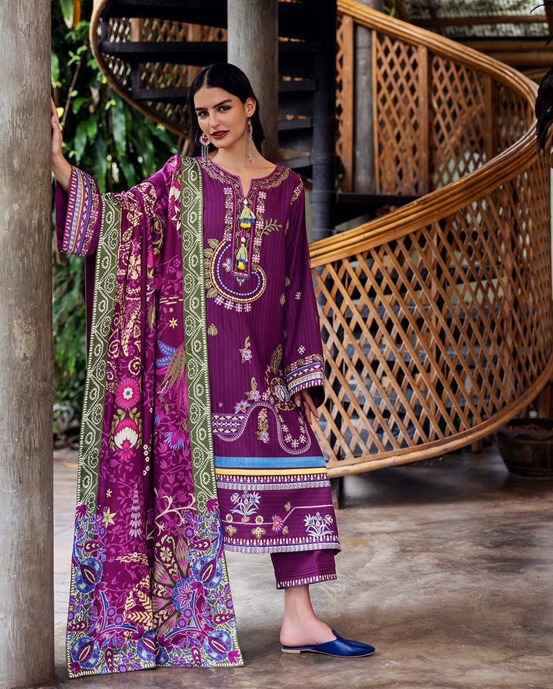 Mushq | Hemline Karandi | Plum Swirl by Mushq - Designer Dress - Type : Ladies Clothes - Available at Libayah - 100% Original 