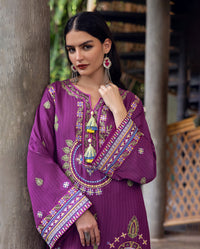 Mushq | Hemline Karandi | Plum Swirl by Mushq - Designer Dress - Type : Ladies Clothes - Available at Libayah - 100% Original 