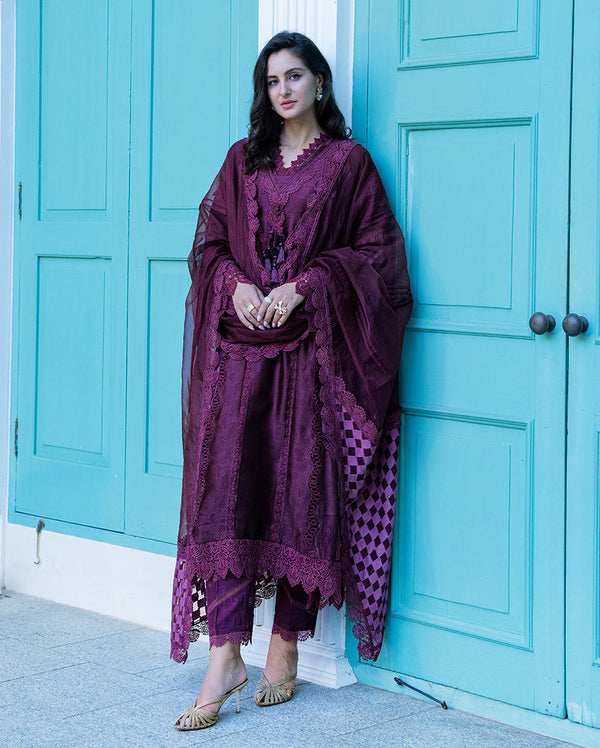 Mushq | Euphoria Pret | Plum Mirage by Mushq - Designer Dress  - Type : Ladies Clothes - Available at Libayah - 100% Original 