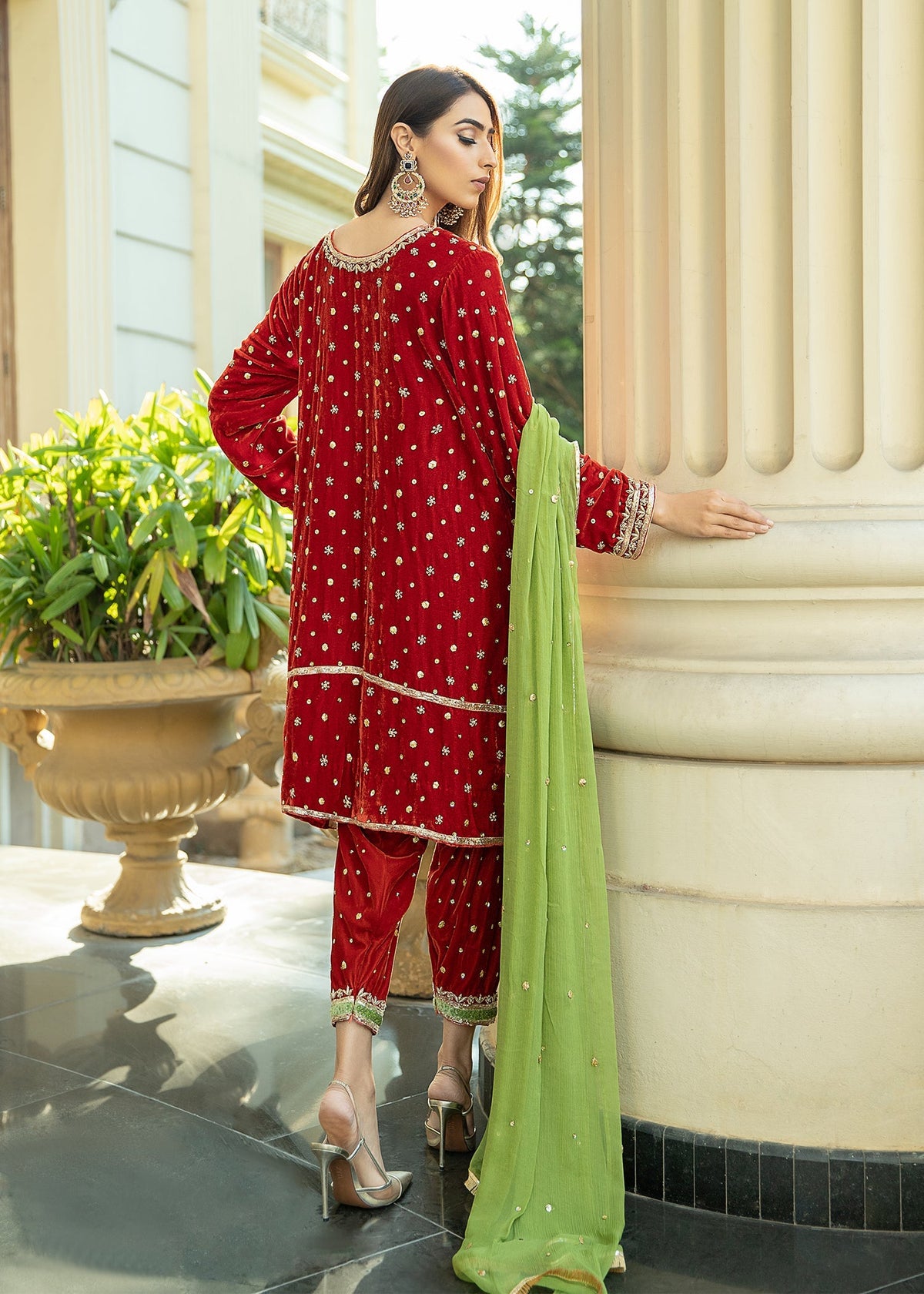 Purple Haze | Velvet Formals |  Orange Velvet Gotapatti by Purple Haze - Designer Dress - Type: Ladies Clothes - Available at Libayah - 100% Original