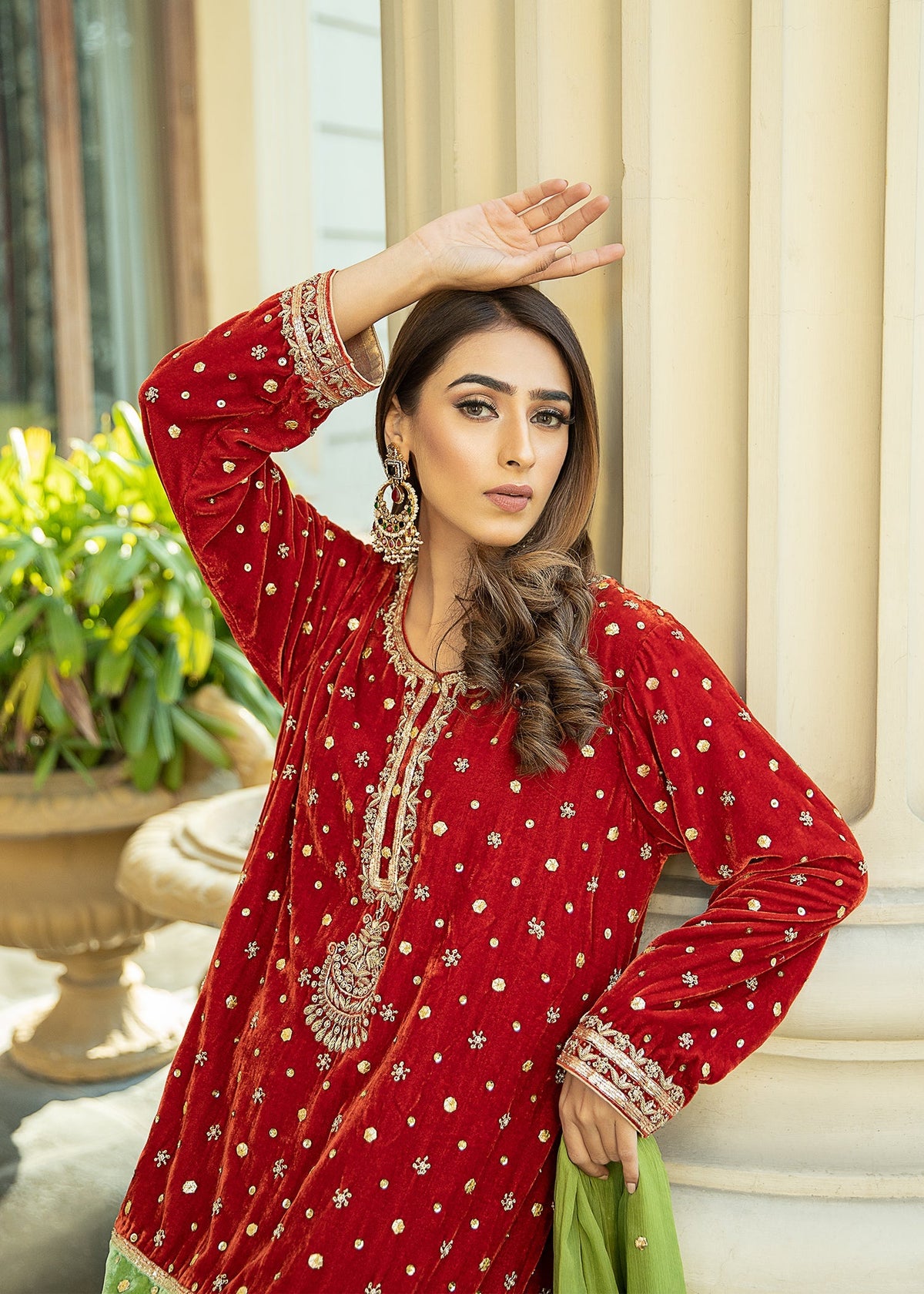 Purple Haze | Velvet Formals |  Orange Velvet Gotapatti by Purple Haze - Designer Dress - Type: Ladies Clothes - Available at Libayah - 100% Original