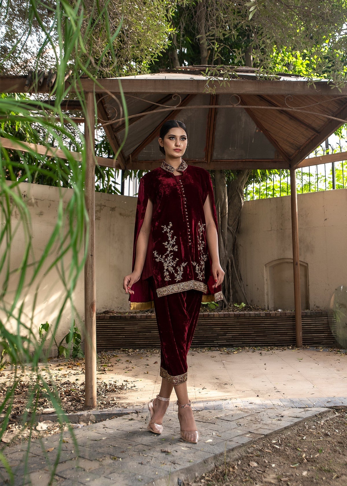 Purple Haze | Velvet Formals |   Maroon Velvet by Purple Haze - Designer Dress - Type: Ladies Clothes - Available at Libayah - 100% Original