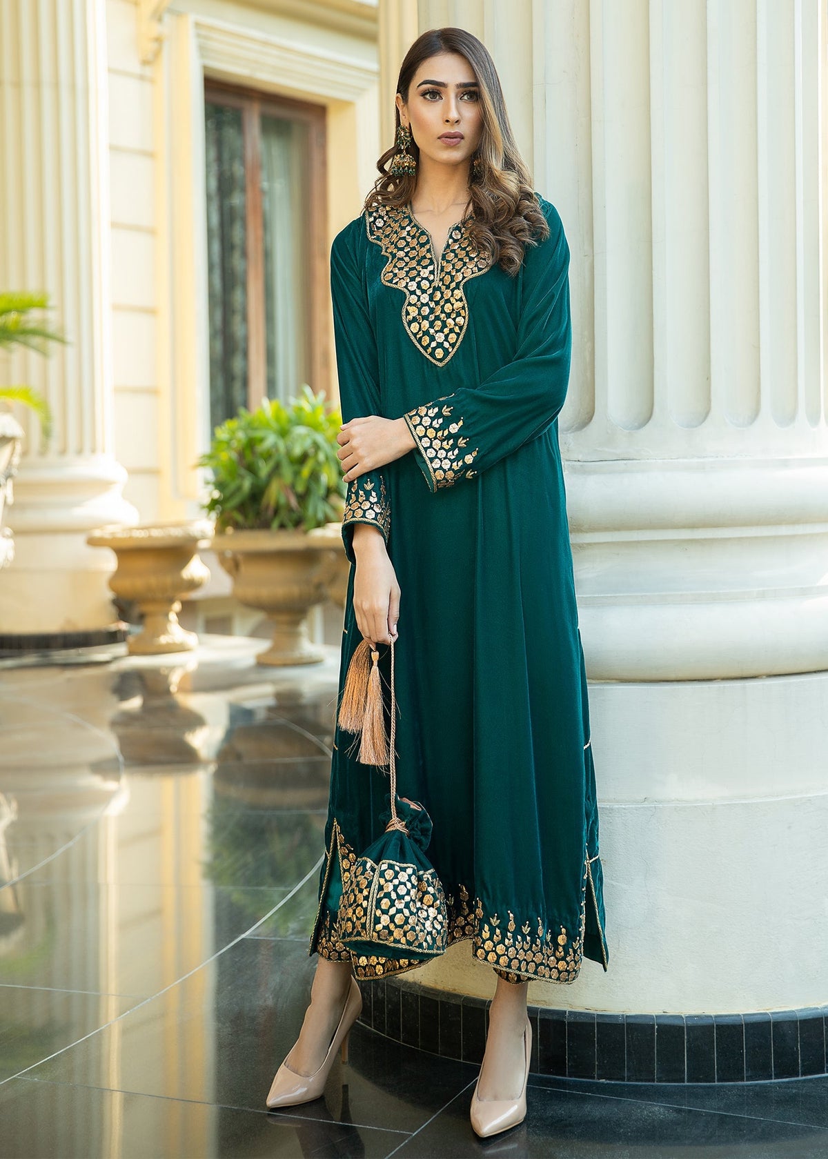 Purple Haze | Velvet Formals |  Teal Blue Velvet by Purple Haze - Designer Dress - Type: Ladies Clothes - Available at Libayah - 100% Original