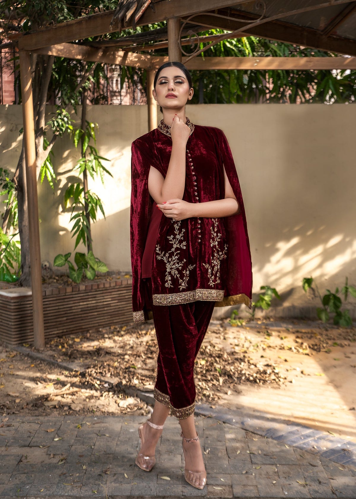 Purple Haze | Velvet Formals |   Maroon Velvet by Purple Haze - Designer Dress - Type: Ladies Clothes - Available at Libayah - 100% Original