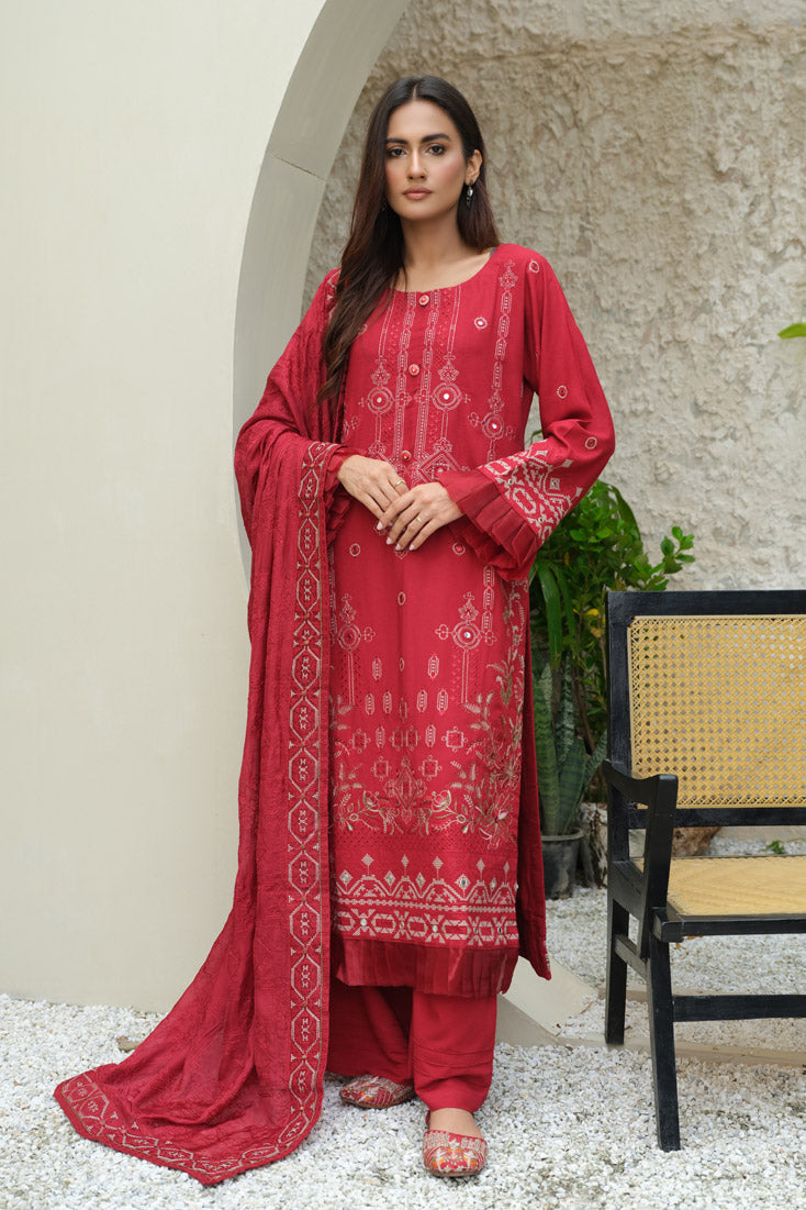 Marjjan | Aangan Embroidered Viscose |  SKC-100 (RED) by Marjjan - Designer Dress - Type: Ladies Clothes - Available at Libayah - 100% Original