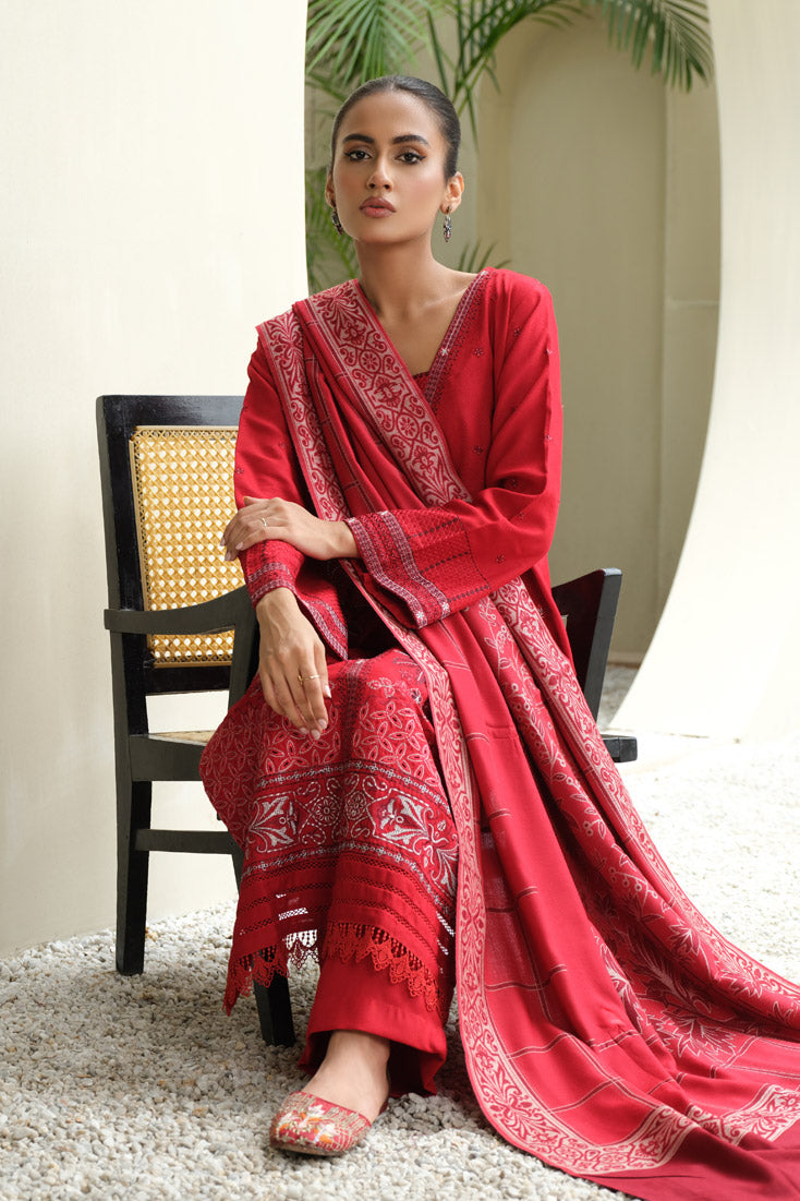 Marjjan | Aangan Embroidered Viscose |  MDS-75 (RED) by Marjjan - Designer Dress - Type: Ladies Clothes - Available at Libayah - 100% Original