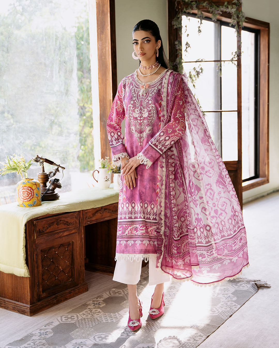 Roheenaz | Flora Printed Lawn | Amaranth by Roheenaz - Designer Dress - Type: Ladies Clothes - Available at Libayah - 100% Original
