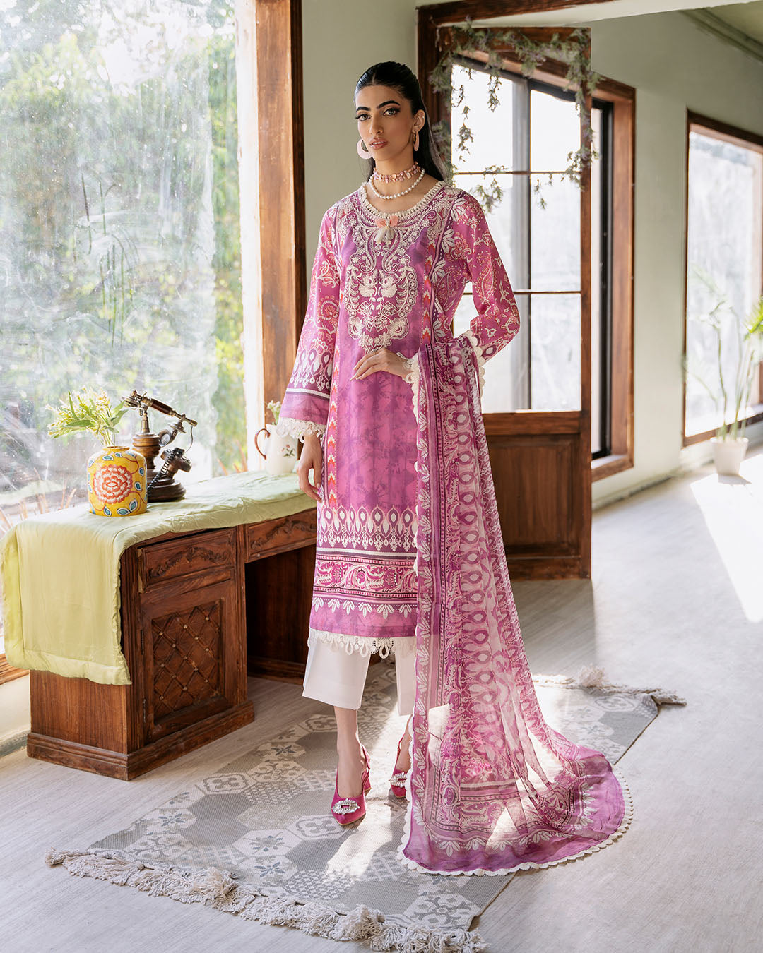 Roheenaz | Flora Printed Lawn | Amaranth by Roheenaz - Designer Dress - Type: Ladies Clothes - Available at Libayah - 100% Original