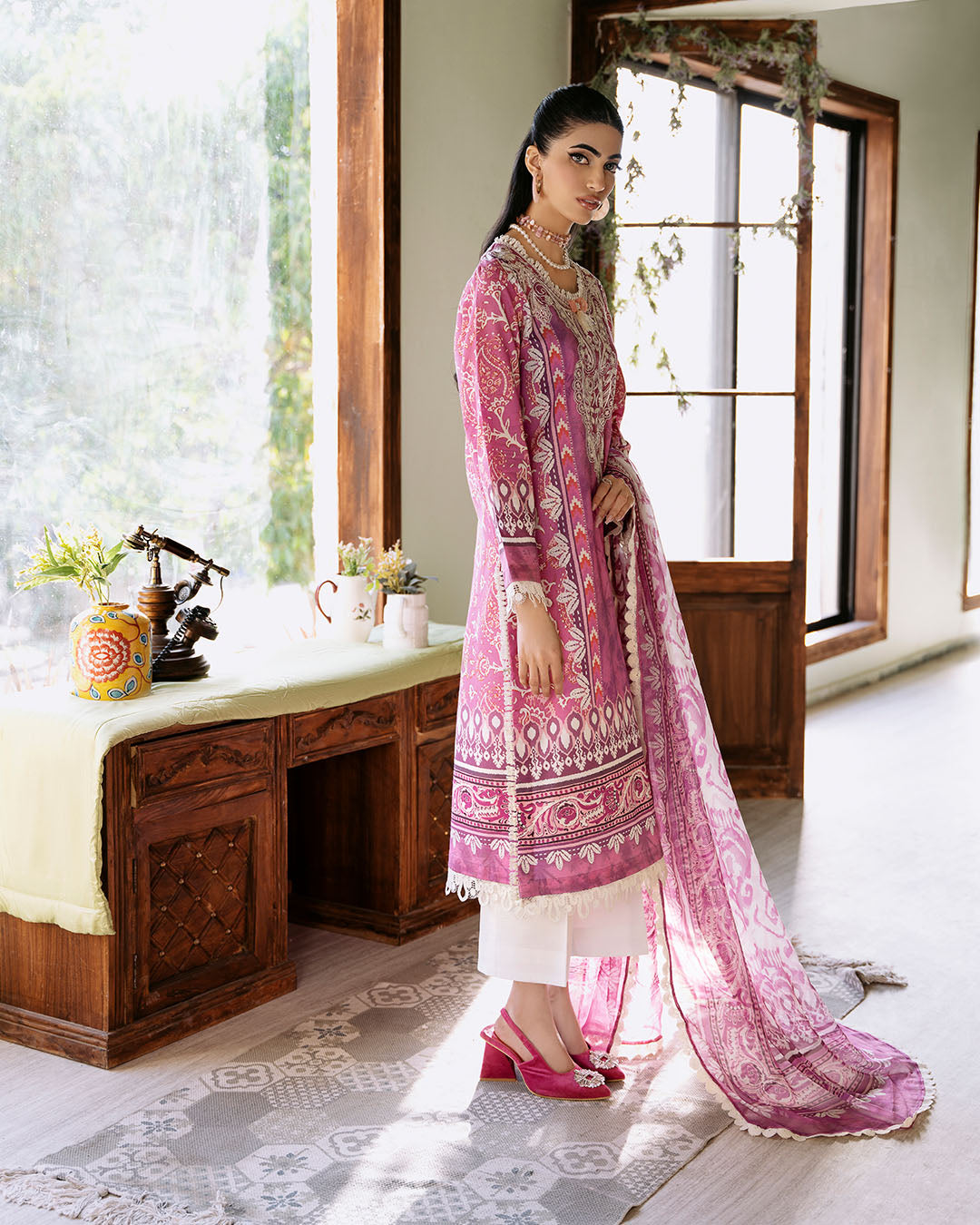 Roheenaz | Flora Printed Lawn | Amaranth by Roheenaz - Designer Dress - Type: Ladies Clothes - Available at Libayah - 100% Original