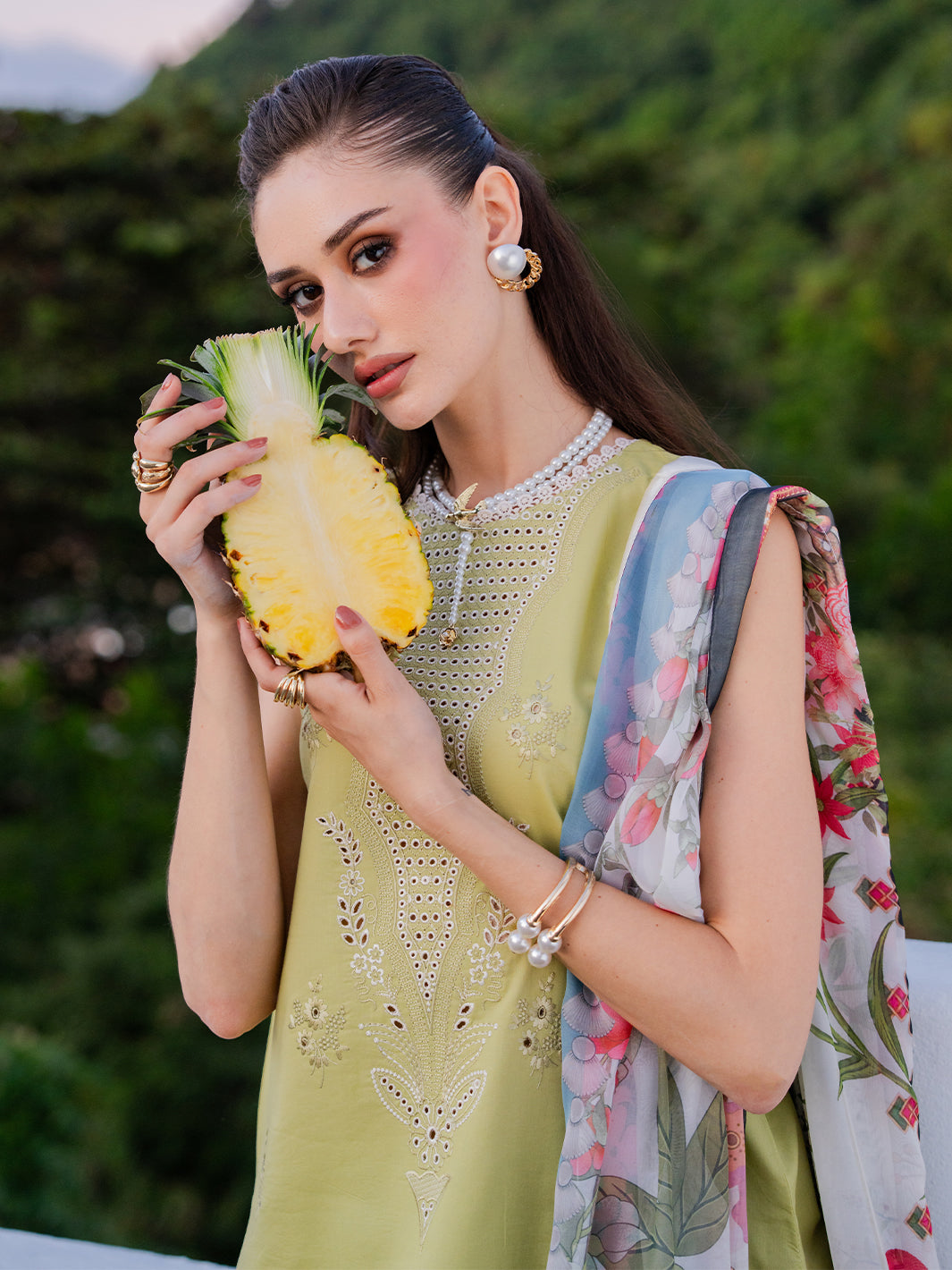 Izel | Dareen Luxury Lawn 26 | Ruhaab by Izel - Designer Dress - Type : Luxury Dress - Available at Libayah - 100% Original