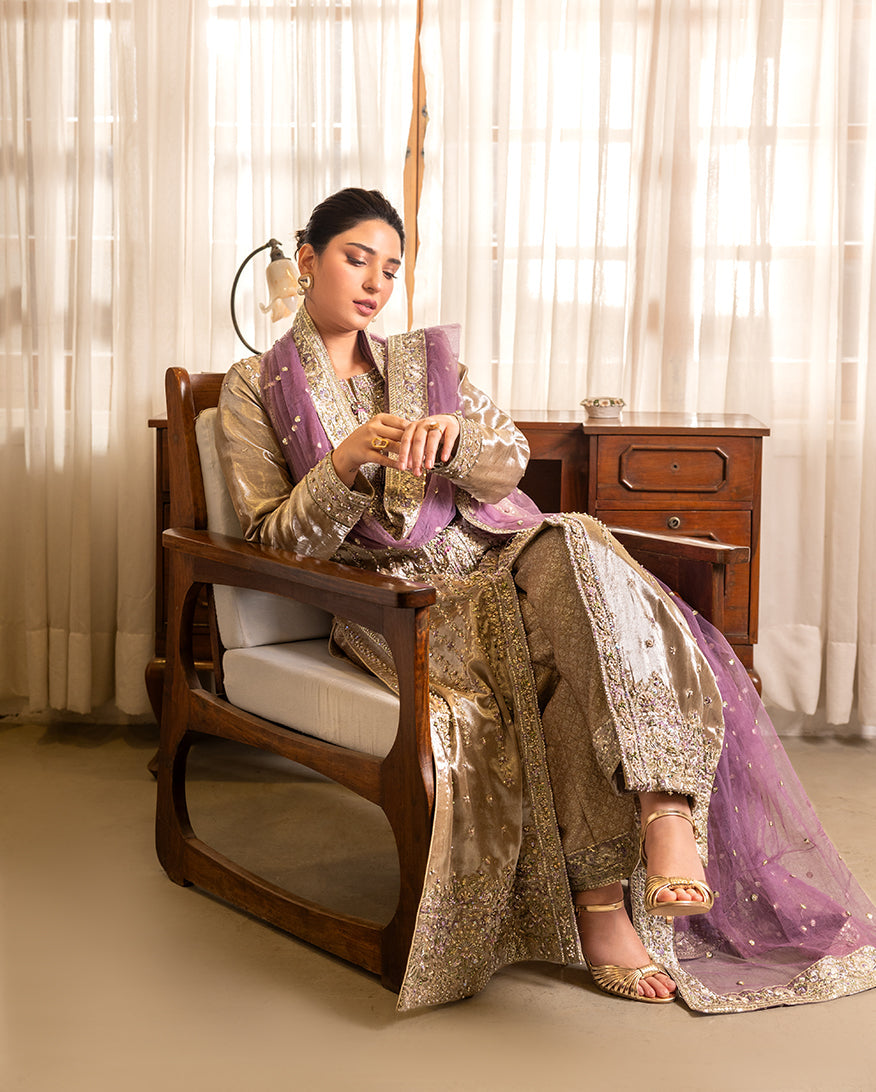 Mushq | Sunehri Lama Silk | Rumsha by Mushq - Designer Dress  - Type : Ladies Clothes - Available at Libayah - 100% Original 