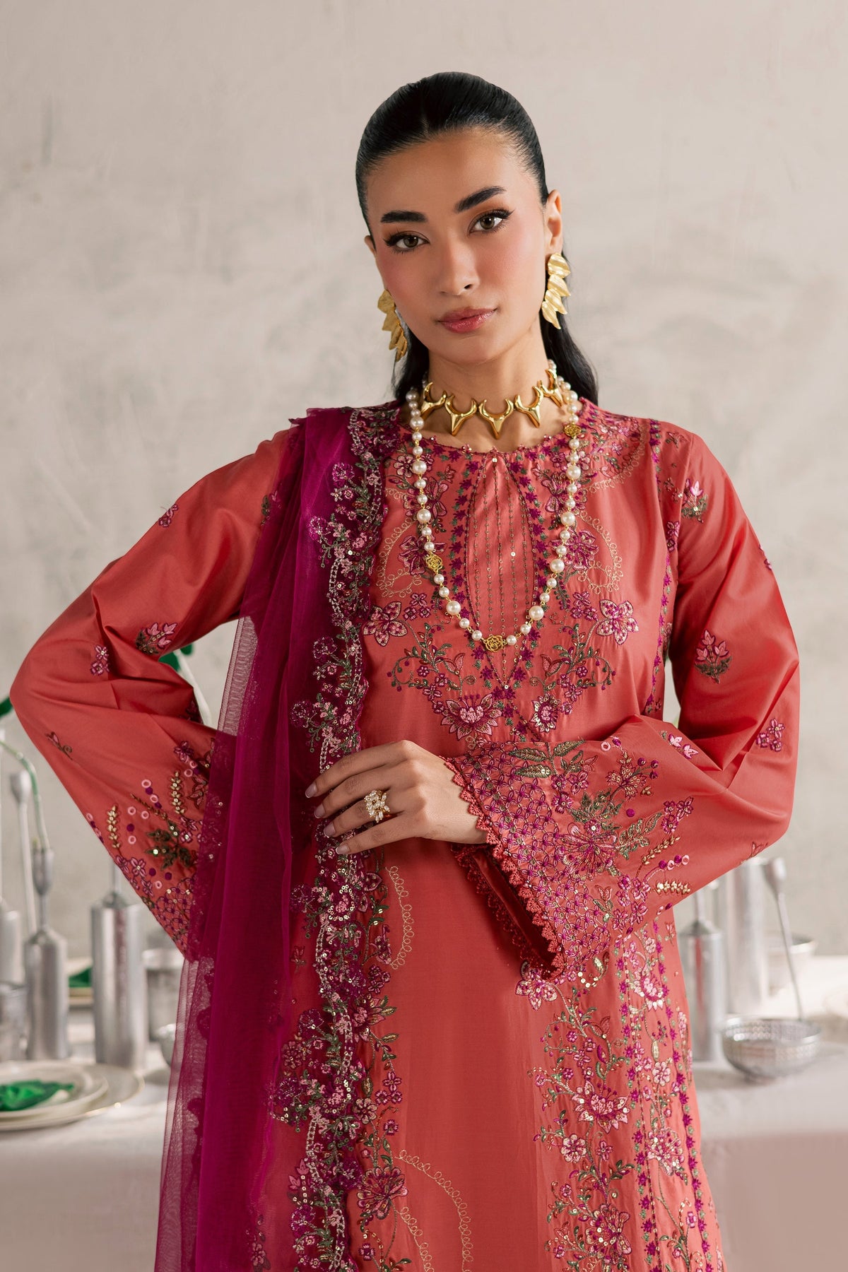 Batik | Festive Eid 26 | Rust Nazneen - by Libayah - Registered Vendor of : Batik - 100% Original Designer Dress