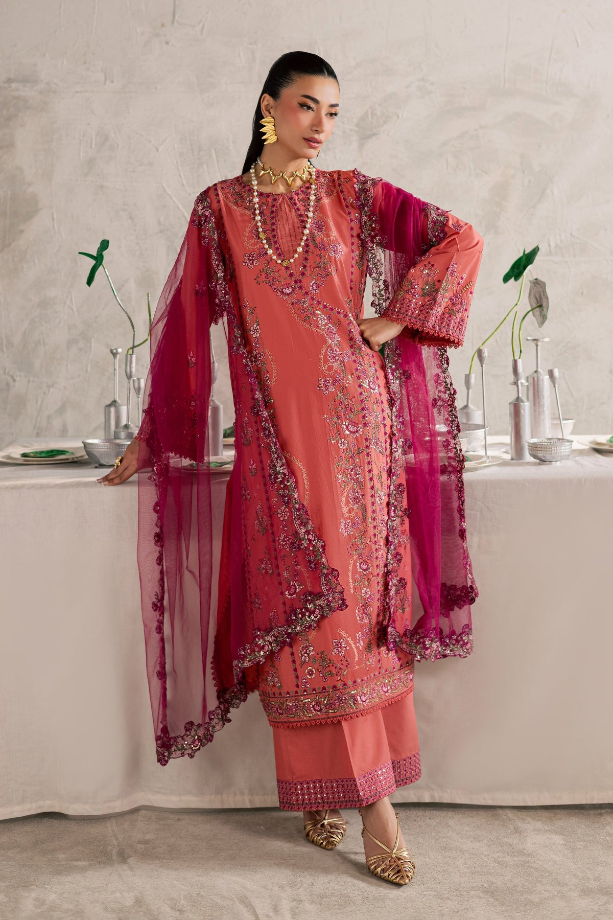Batik | Festive Eid 26 | Rust Nazneen - by Libayah - Registered Vendor of : Batik - 100% Original Designer Dress