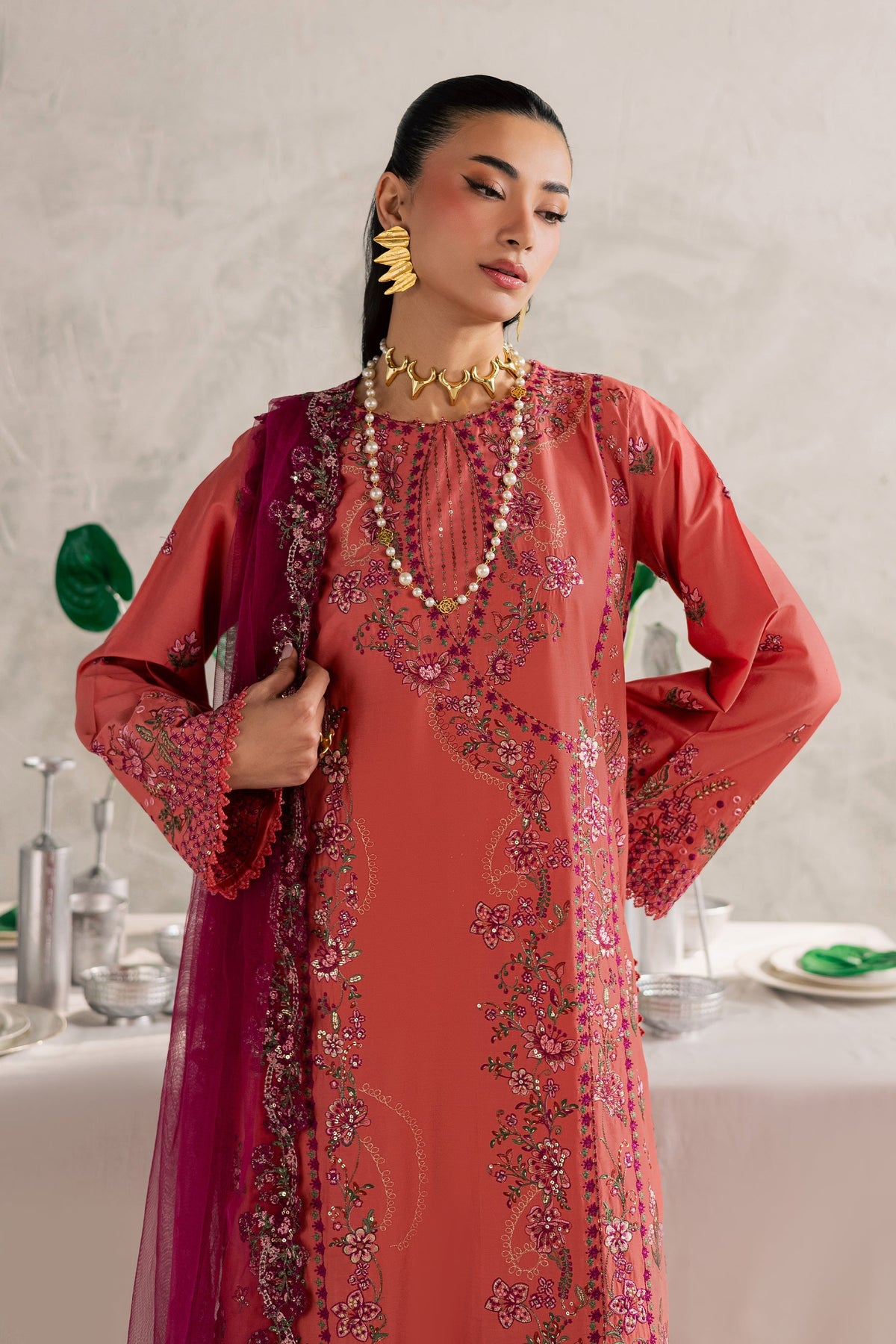 Batik | Festive Eid 26 | Rust Nazneen - by Libayah - Registered Vendor of : Batik - 100% Original Designer Dress