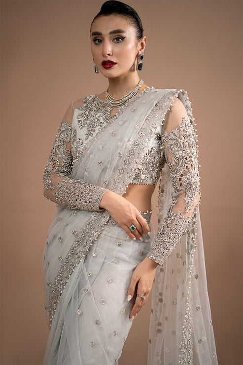 Imrozia Premium | Lumiere Luxury Sarees | 07 Misty Grey by Imrozia Premium - Designer Dress - Type: Ladies Clothes - Available at Libayah - 100% Original