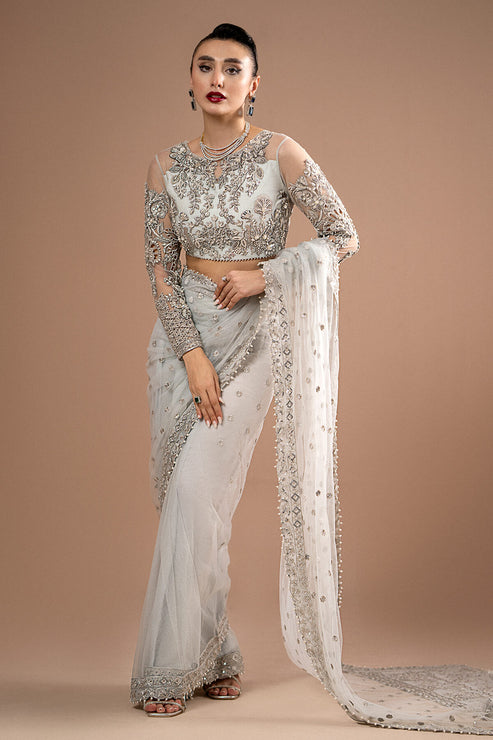 Imrozia Premium | Lumiere Luxury Sarees | 07 Misty Grey by Imrozia Premium - Designer Dress - Type: Ladies Clothes - Available at Libayah - 100% Original