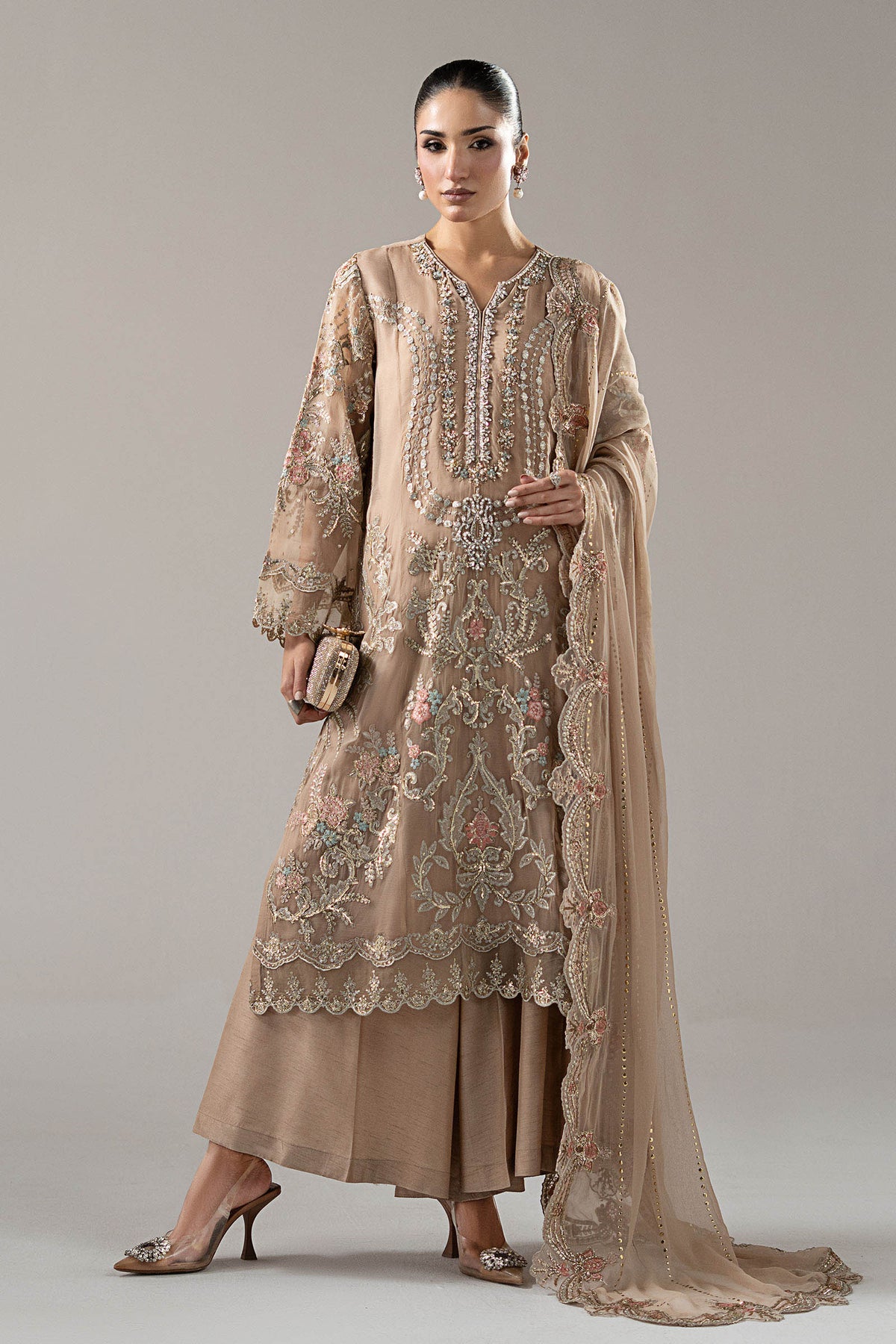 Maria B | Luxury Formals Pre Fall | SF-EA25-18R1-Skin by Maria B - Designer Dress  - Type : Ladies Clothes - Available at Libayah - 100% Original 