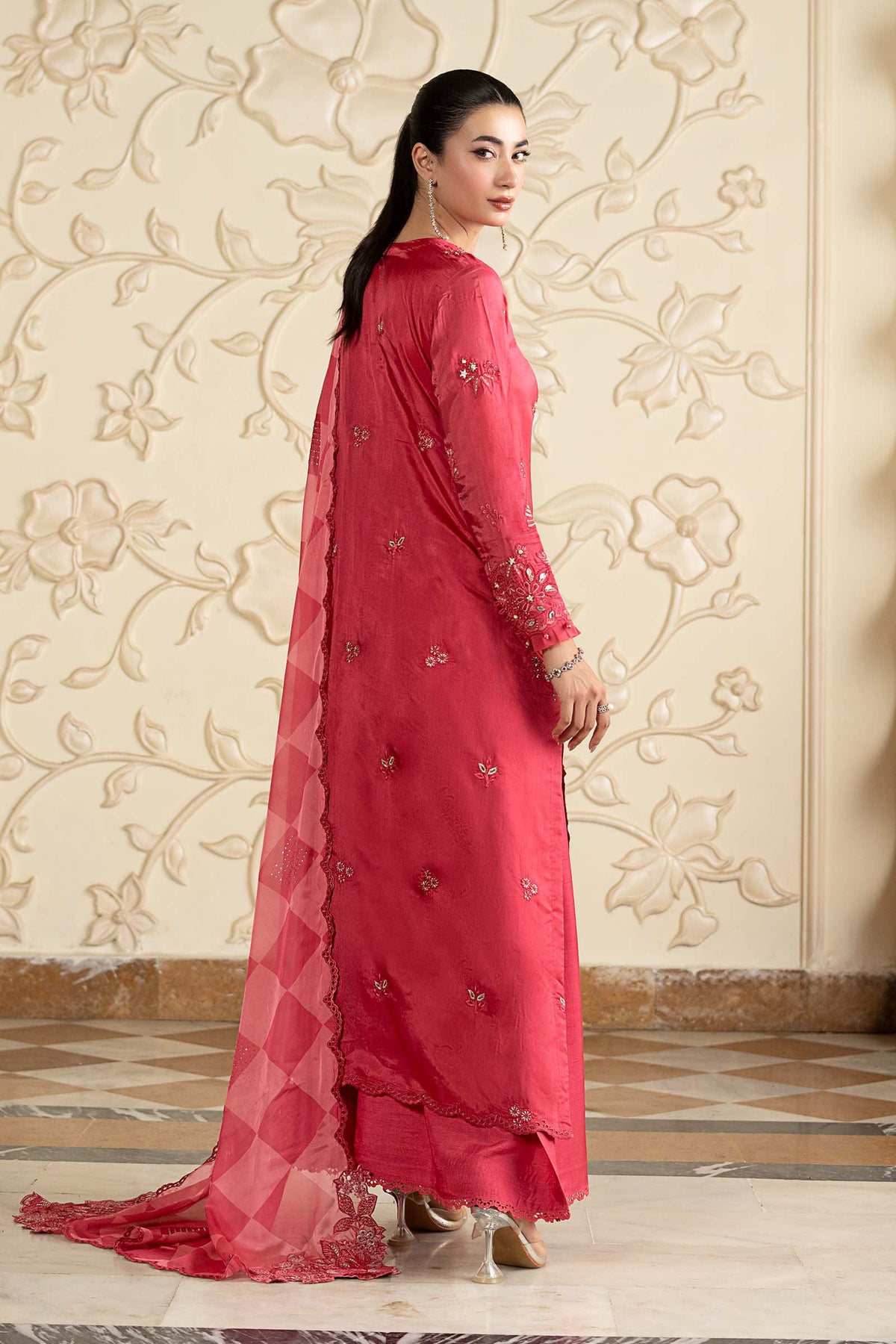 Maria B | Luxury Formals Pre Fall | SF-EA26-12-Pink by Maria B - Designer Dress  - Type : Ladies Clothes - Available at Libayah - 100% Original 